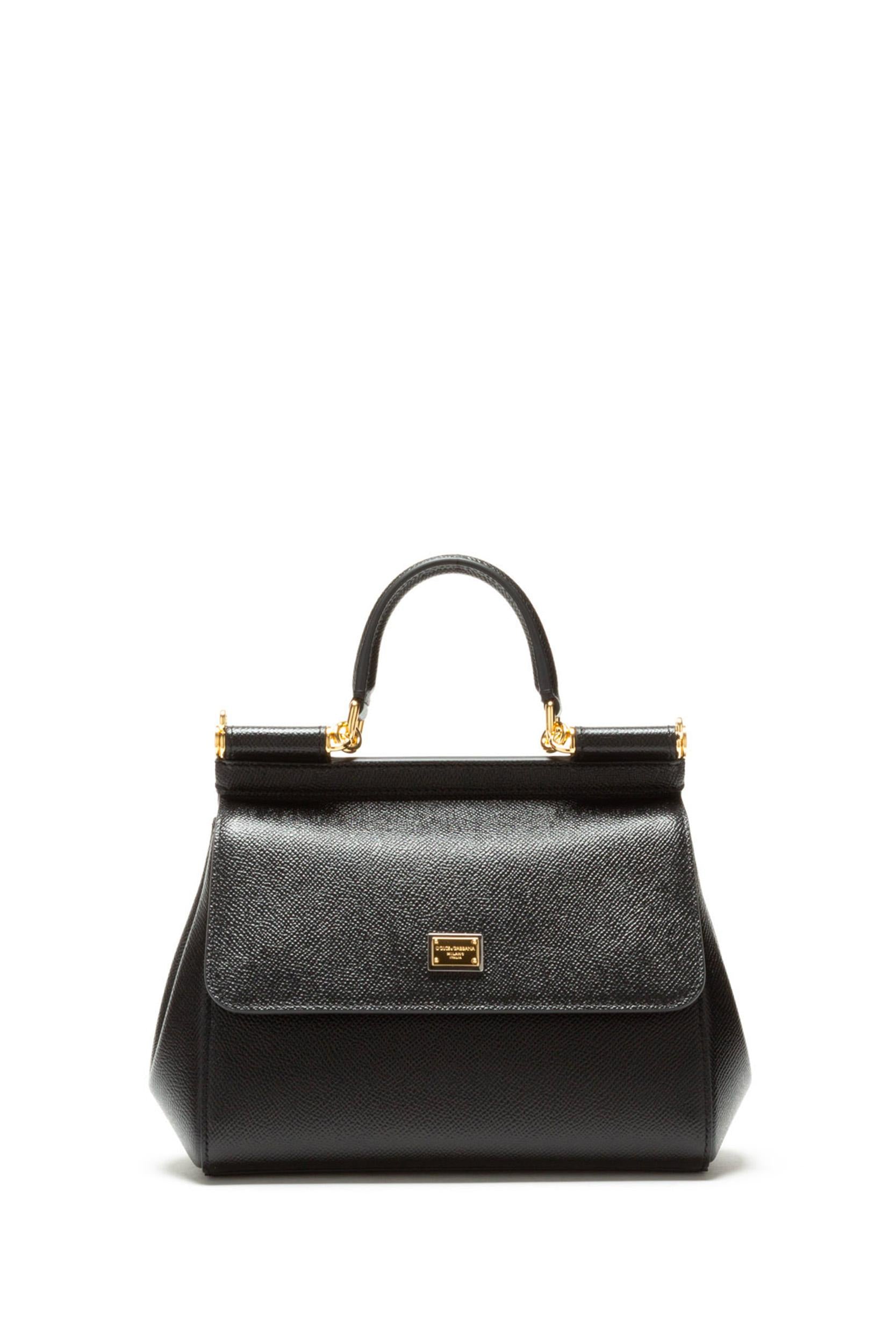 Borsa Sicily a mano in pelle Dauphine color nero BB6003 B1001 80999 DOLCE & GABBANA