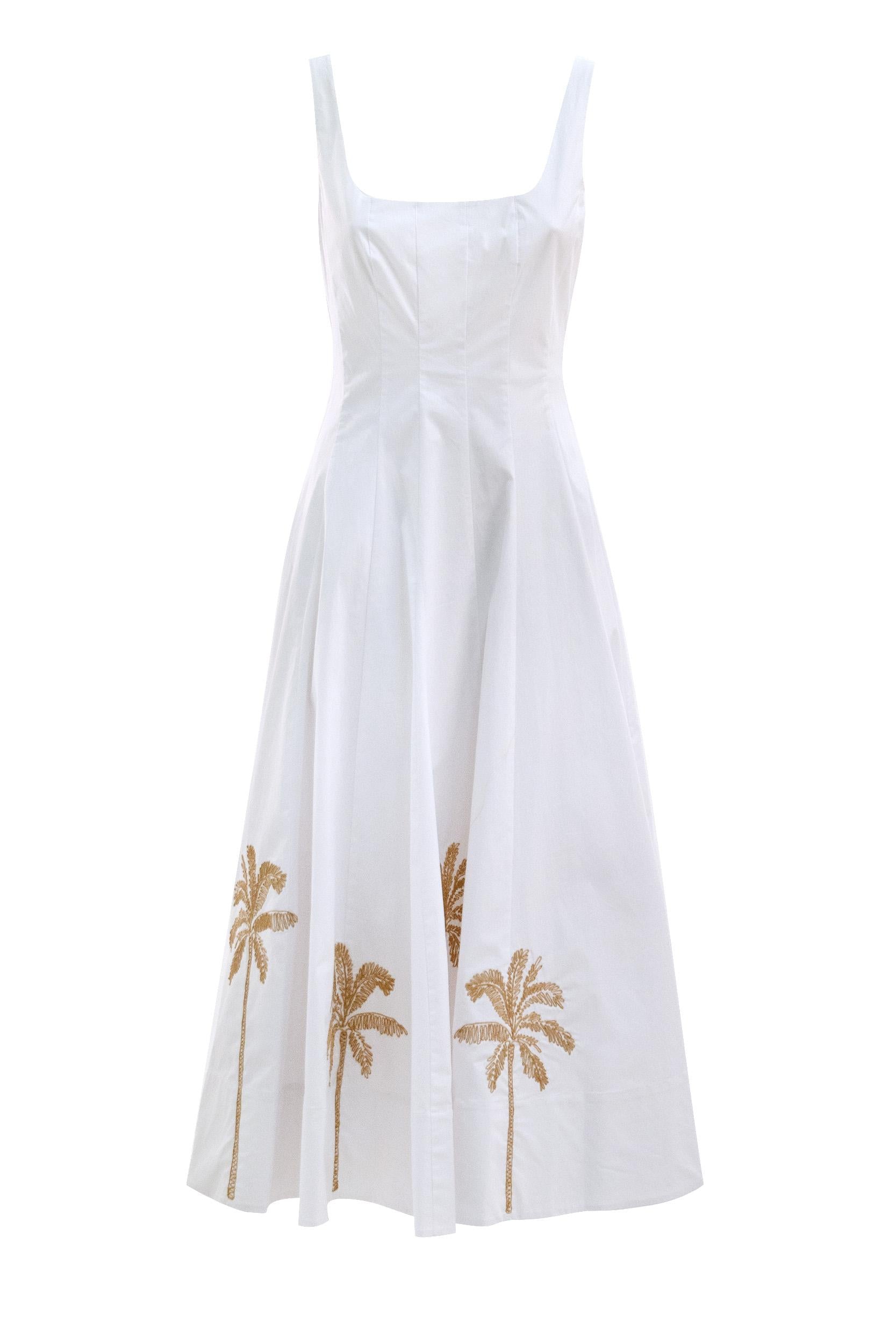 Abito Wells in Popeline di Cotone<BR/> R26S2273EP WHTF STAUD