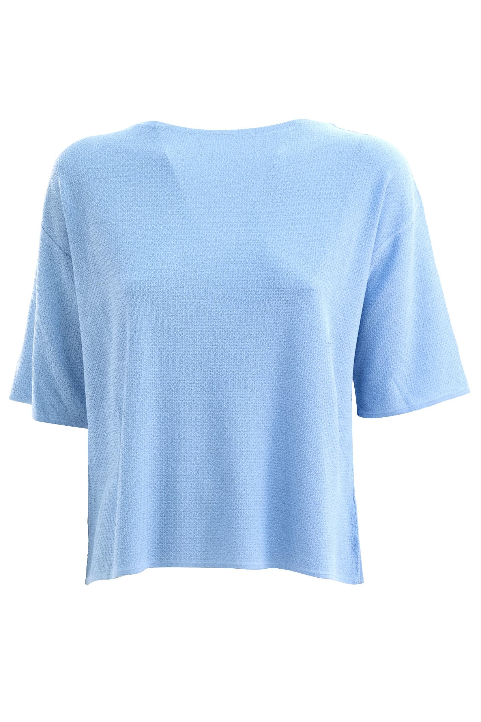 T-shirt in viscosa di colore azzurro<BR/> D1551 720 829 BASE