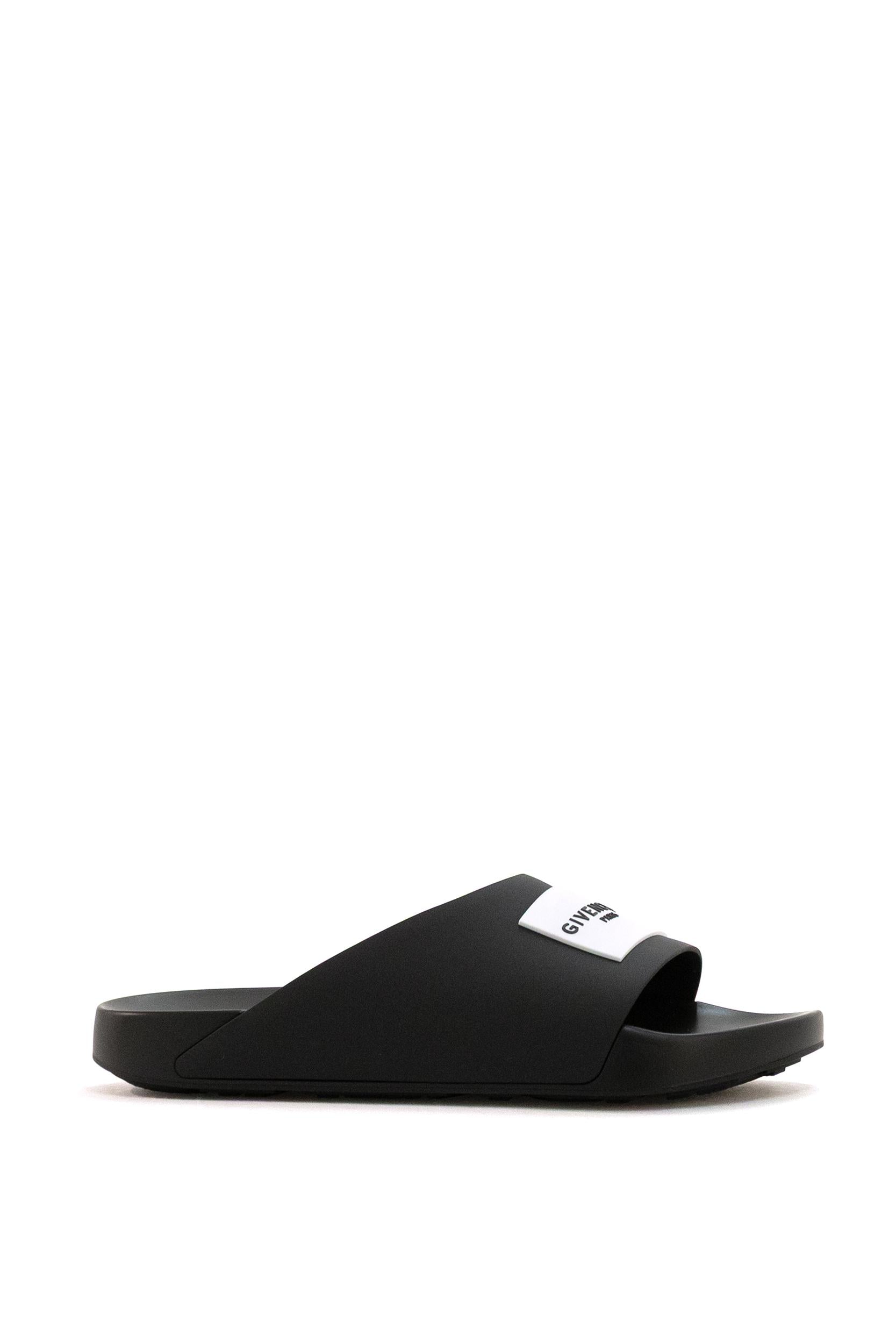 Mule Piatte Label Slide in Gomma<BR/> BH302MH1XL 001 GIVENCHY