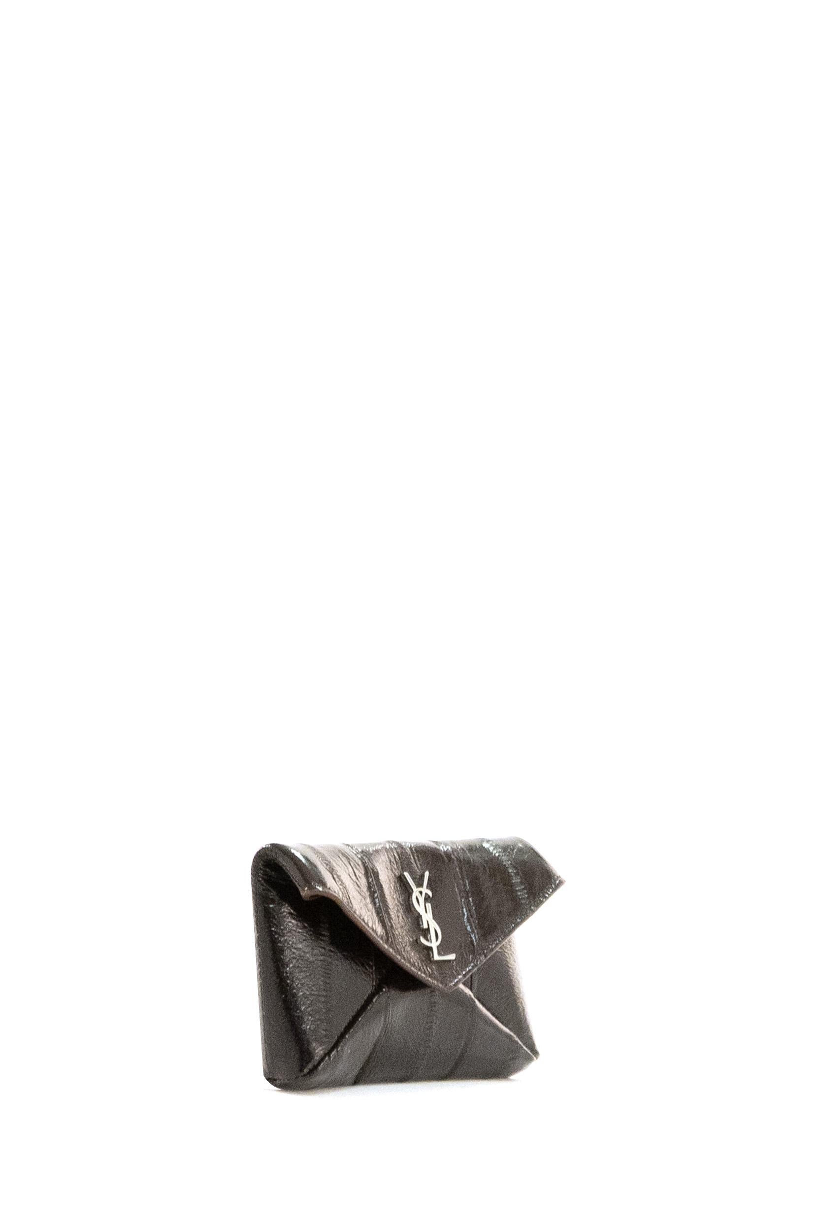 Porta carte in anguilla di colore marrone<BR/> 844658 EAA5S 2800 SAINT LAURENT