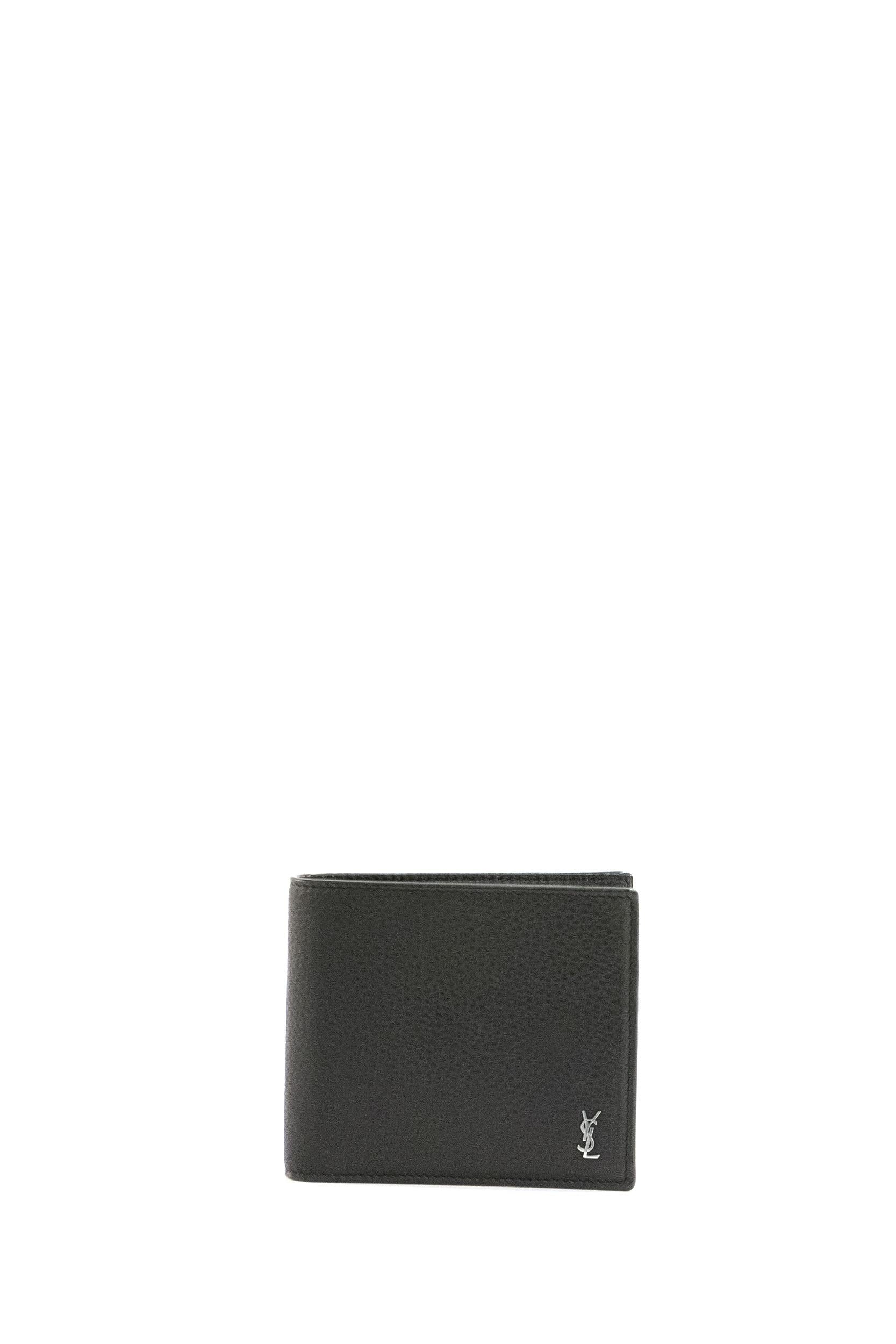 Portafoglio East/West Tiny in pelle martellata di colorenero<BR/> 847954 AAELP 1000 SAINT LAURENT