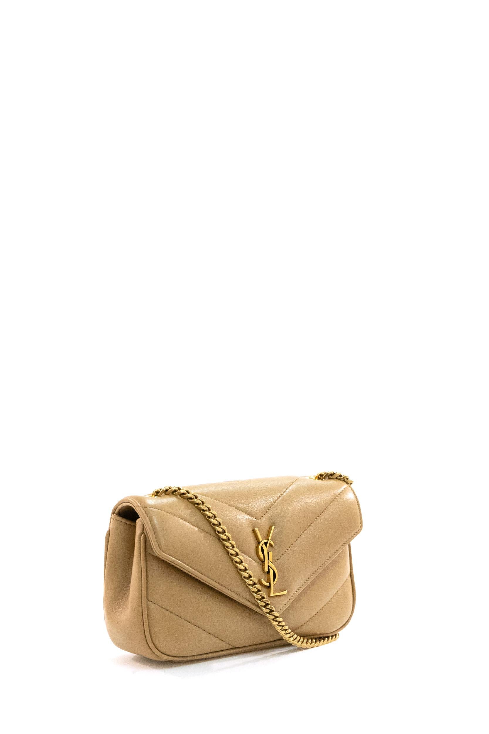 Borsa Loulou Mini in nappa matelassè color beige <BR/> 821749 AAEAX 2357 SAINT LAURENT