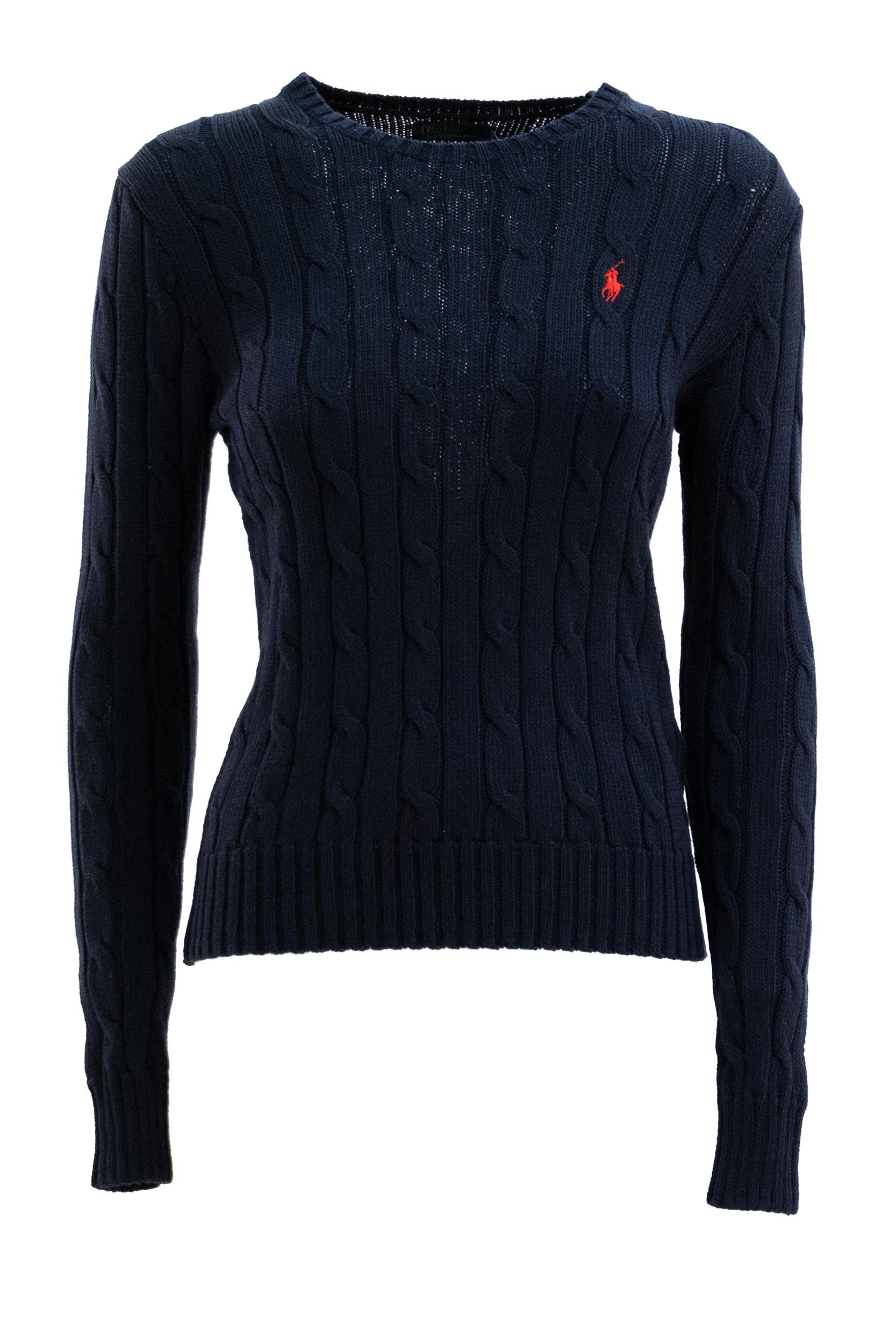 Pullover in cotone color blu<BR/> 211971869008 NAVY POLO RALPH LAUREN