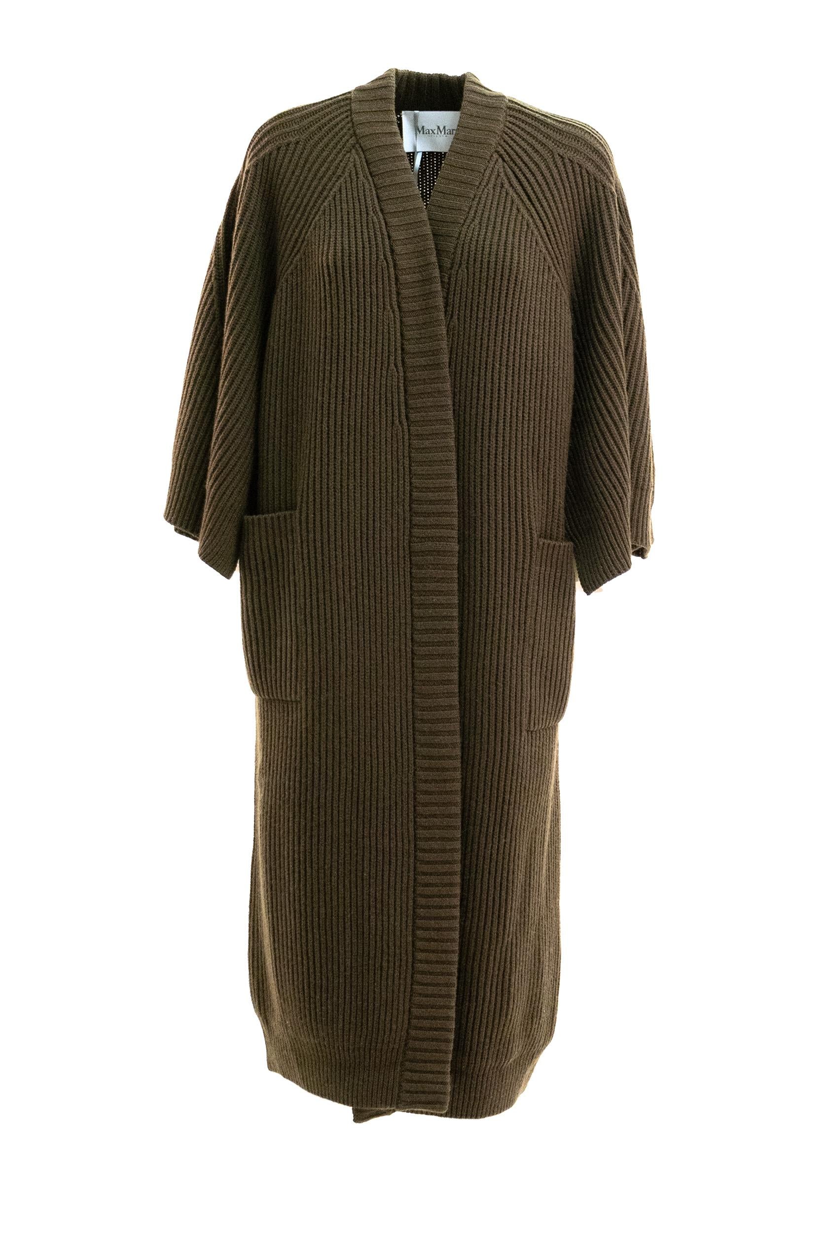 Cardigan Atollo in lana e cachemire a coste color verde muschio<BR/> ATOLLO1234 006 MAX MARA