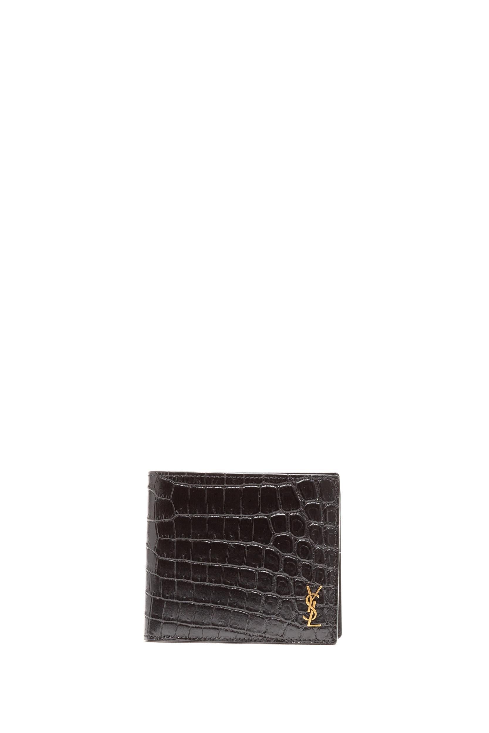 Portafoglio Tiny Cassandre in pelle opaca di colore nero<BR/> 607727 DZEDW 1000 SAINT LAURENT
