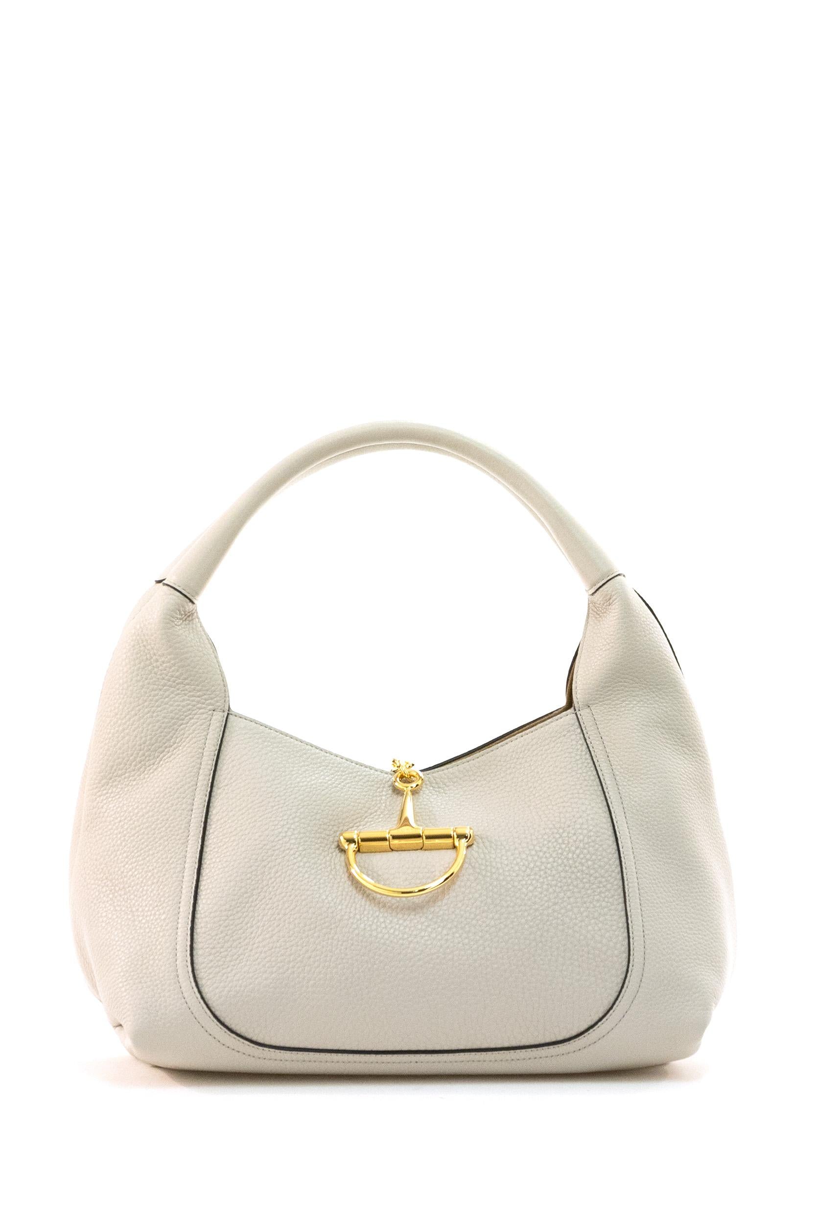 Borsa a spalla Gucci Softbit in pelle martellata di colore avorio<BR/><BR/> 858297 AAEAO 1712 GUCCI