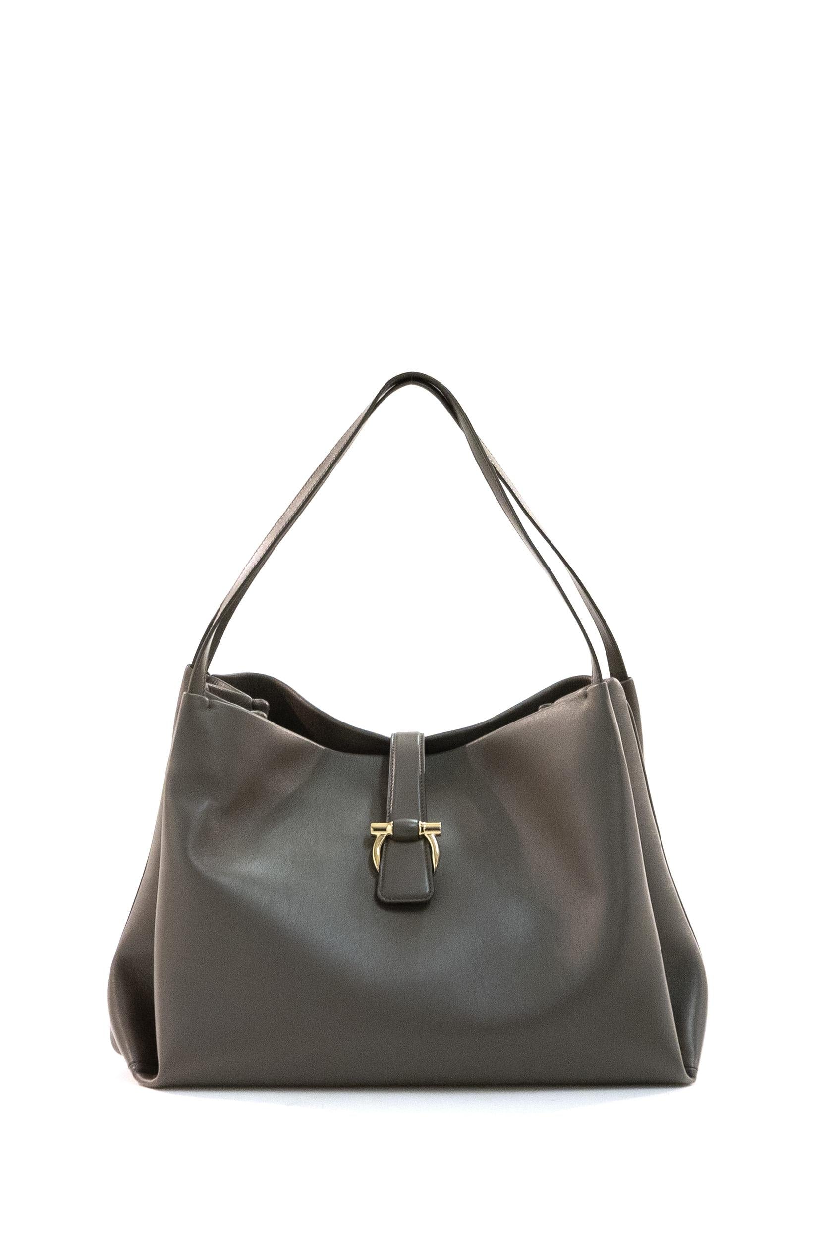 Tote Bag in Pelle<BR/> 219804 0785175 CONCRETE FERRAGAMO