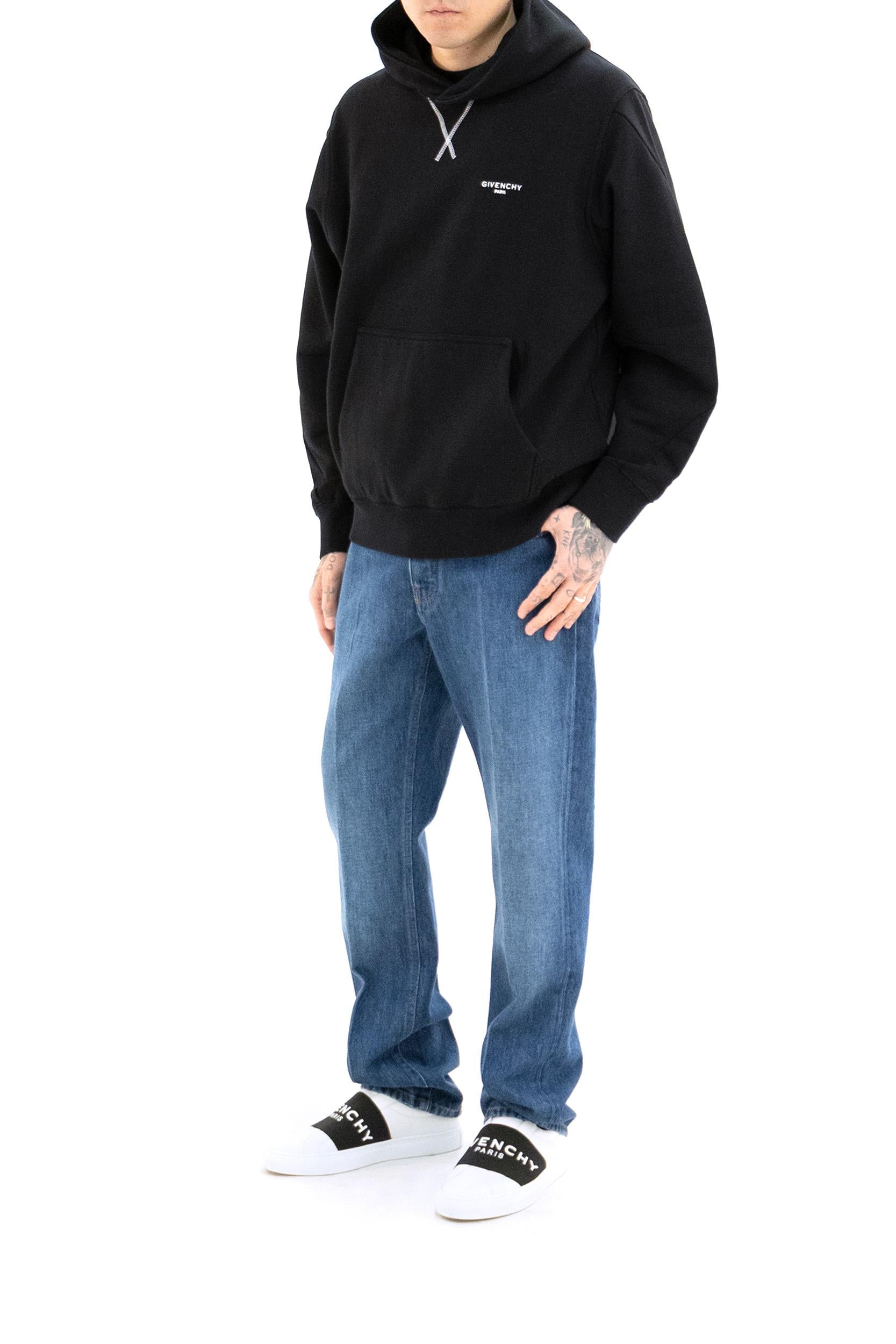 Felpa con cappuccio Couture Seam in cotone di colore nero<BR/> BMJ0NH3YS1 001 GIVENCHY