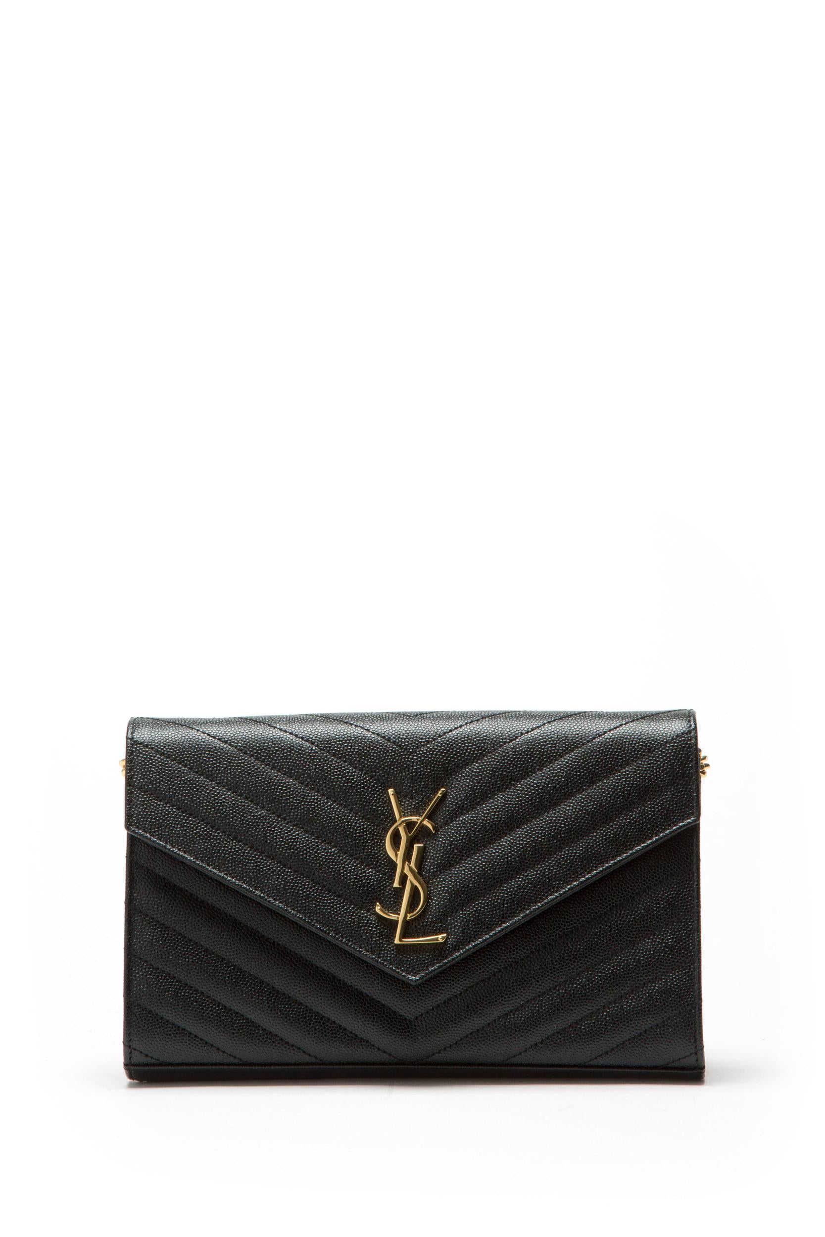 Pochette Cassandre in Pelle Grain de Poudre colore nero<BR/> 377828 BOW01 1000 SAINT LAURENT