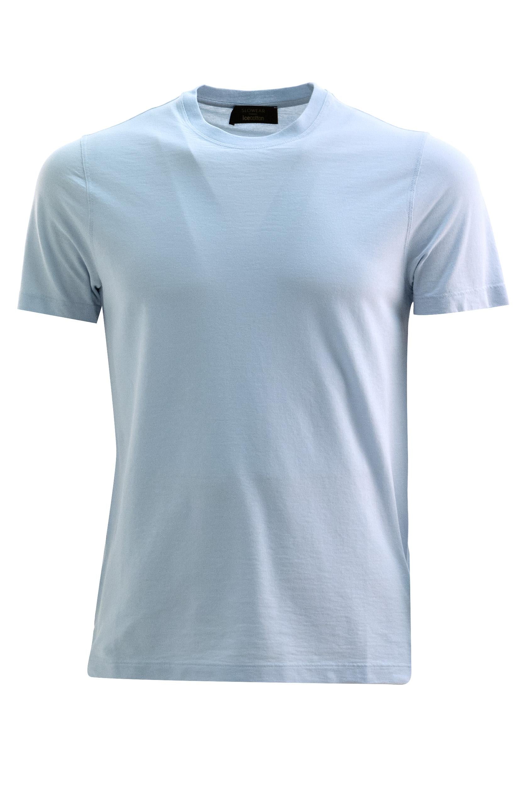T-shirt in cotone di colore azzurro<BR/> 815214 ZG380 Z2399 ZANONE