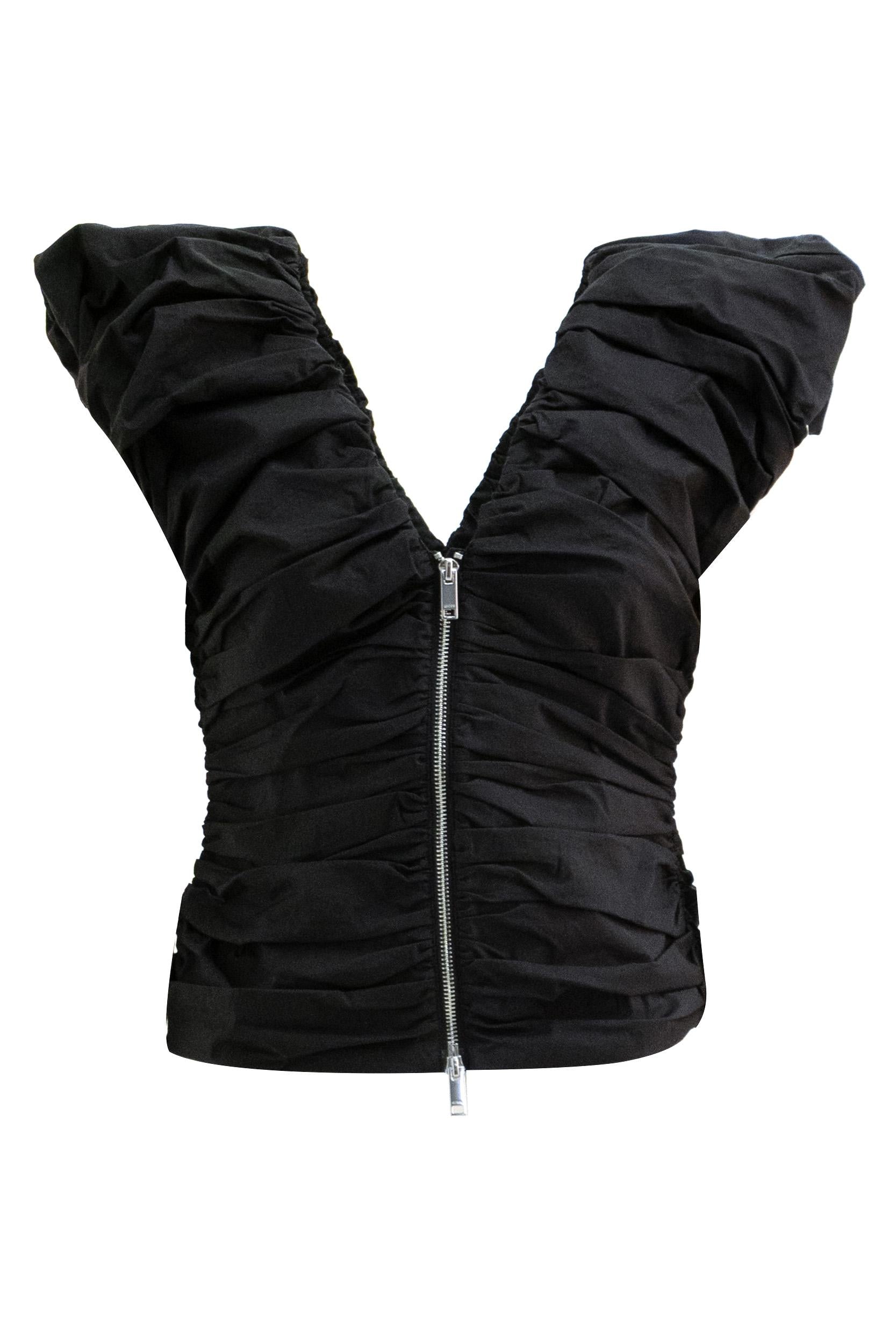 Top in cotone di colore nero<BR/> A1040071 099 GANNI