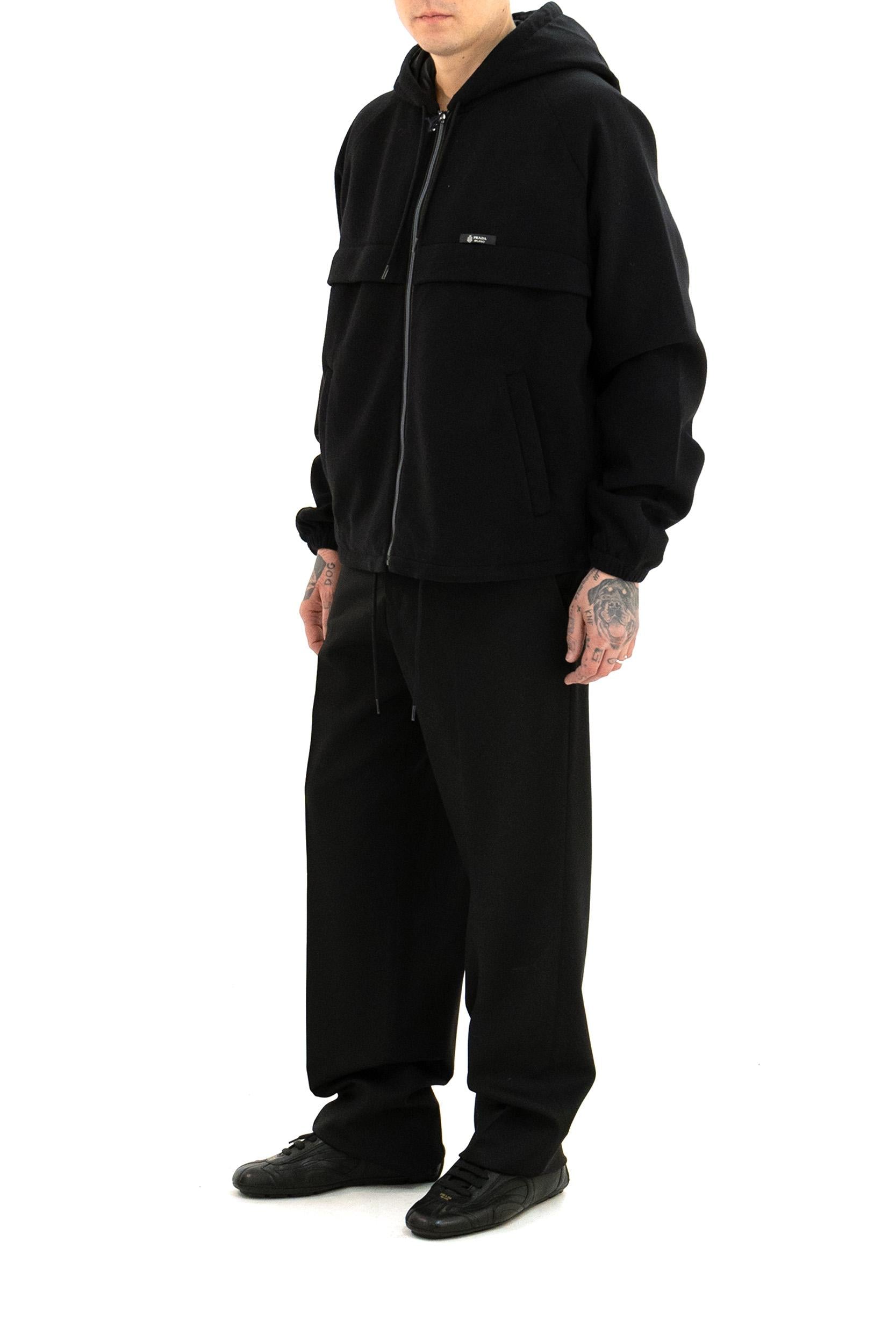 Blouson in pile e Re-Nylon di colore nero<BR/> SGD072 S OOO 18XO F0002 PRADA