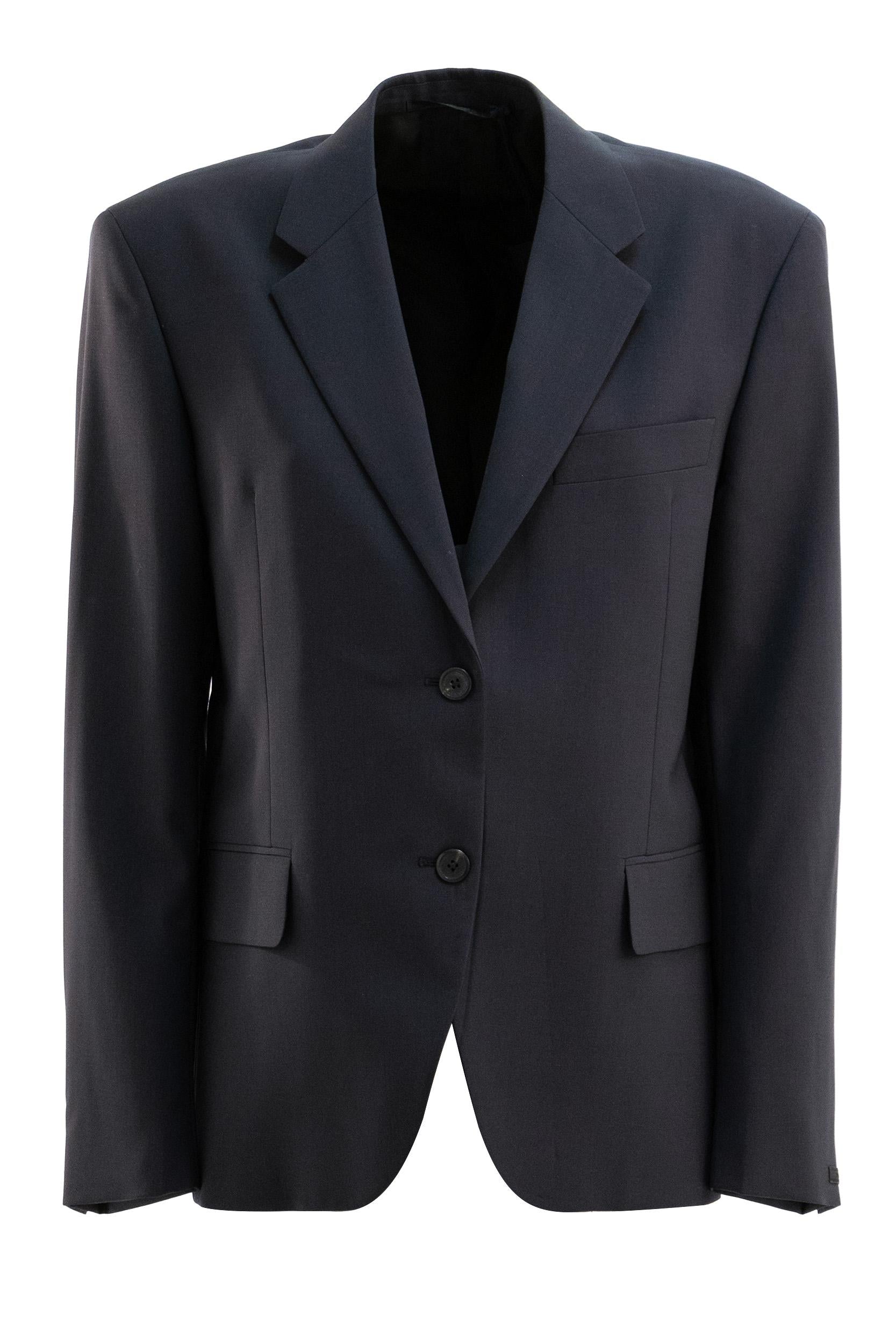 Giacca in lana di colore blu<BR/> P593PG S OOO 1XMY F0008 PRADA