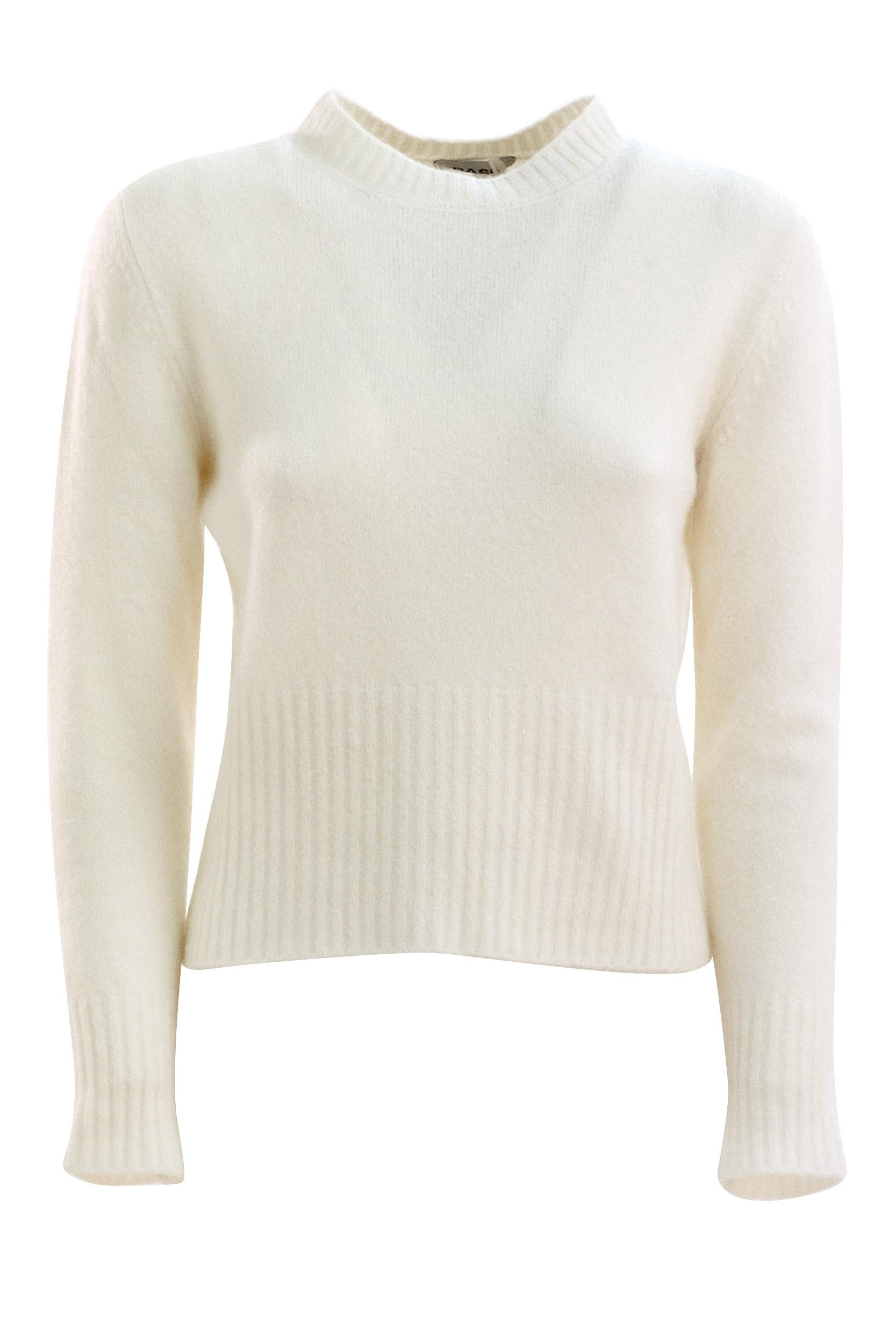 Pullover in lana e cashmere color bianco<BR/> B4853 1356 201 BASE