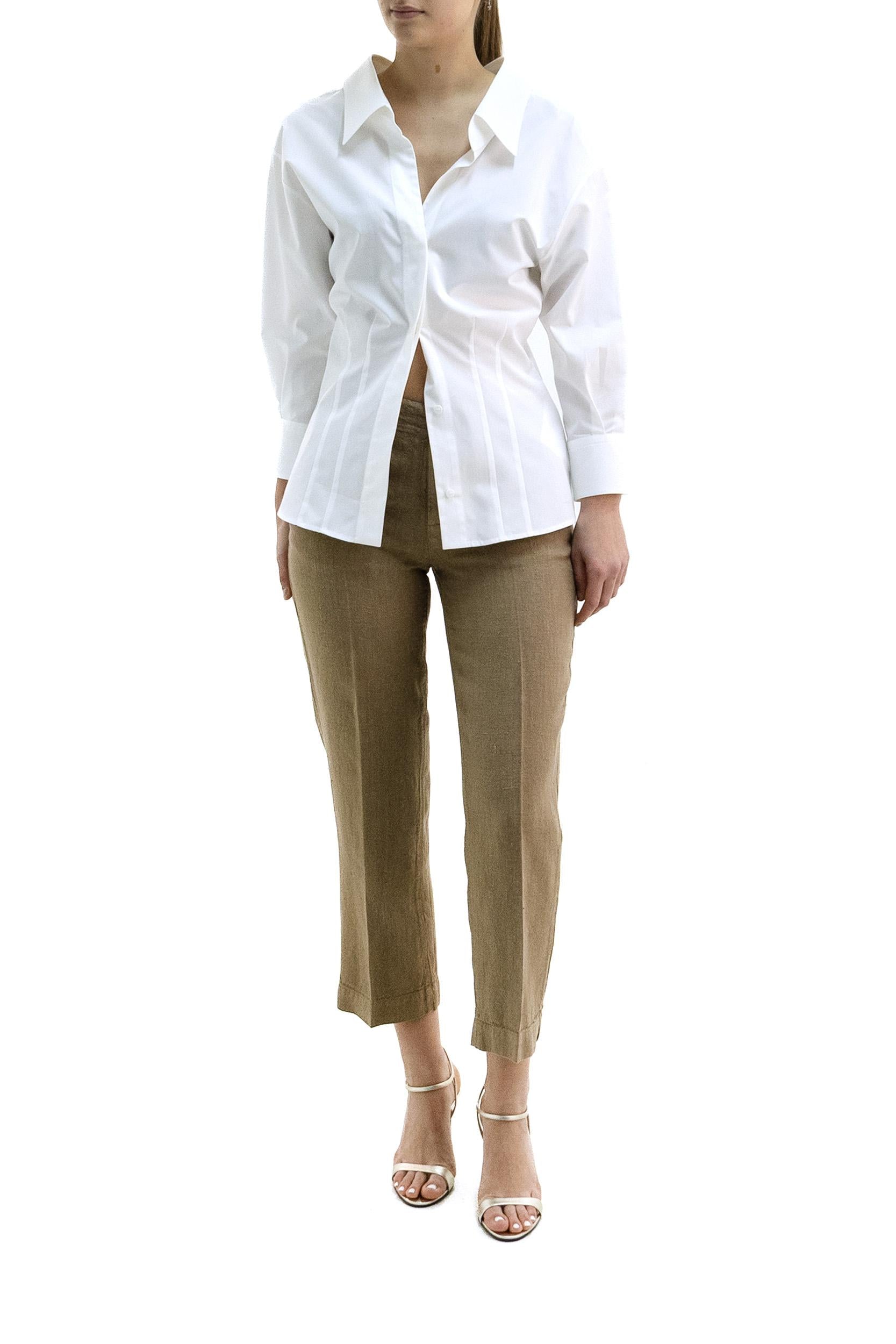 Camicia cut-out in popeline di colore bianco<BR/> BW61JH1634 100 GIVENCHY