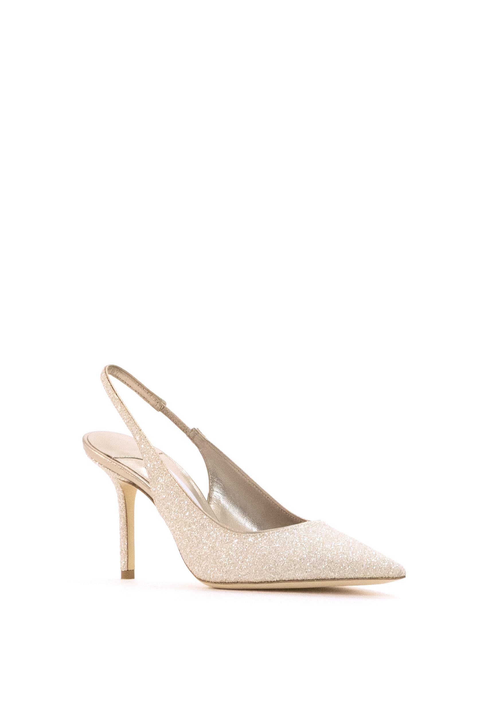 Slingback Love in Tessuto Glitterato<BR/> LOVE SB 85 GQI LIGHT SOFT GOLD JIMMY CHOO