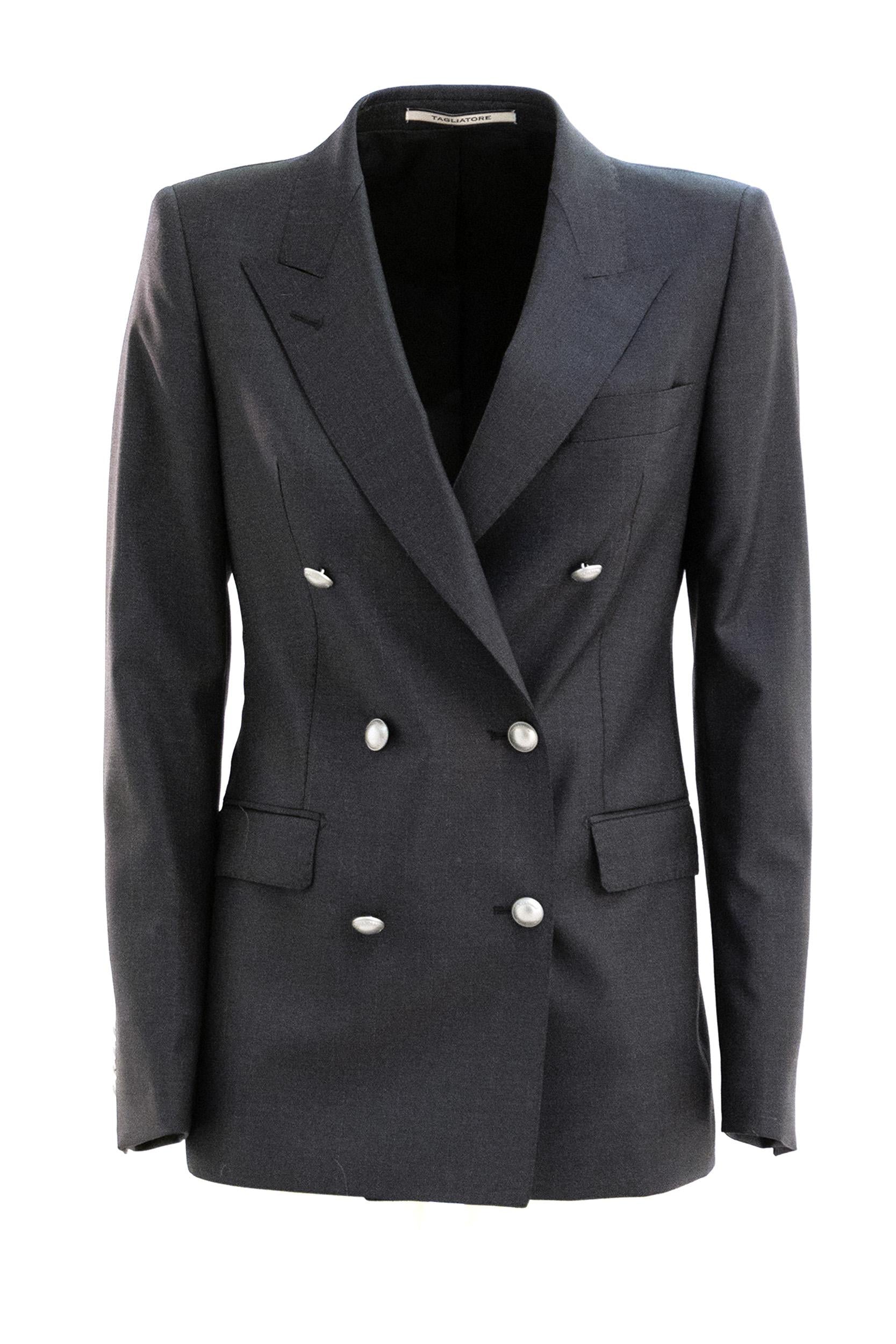 Abito doppiopetto gessato in lana di colore grigio<BR/> T-PARIGI10BAD 060073R S1079 TAGLIATORE