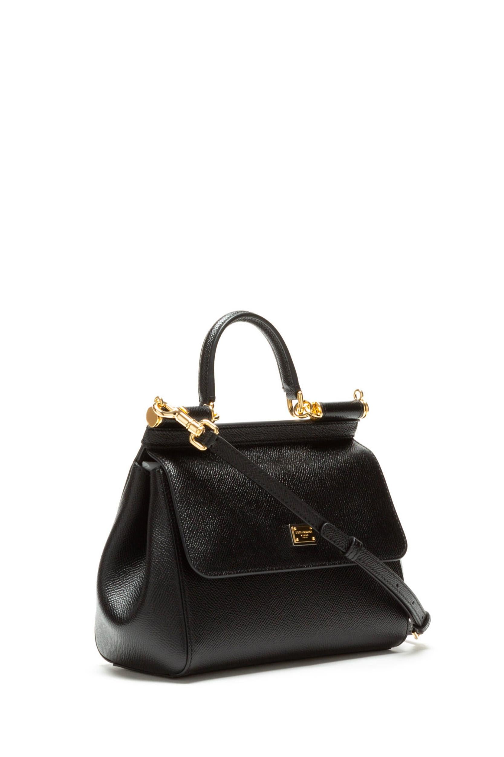 Borsa Sicily a mano in pelle Dauphine color nero BB6003 B1001 80999 DOLCE & GABBANA