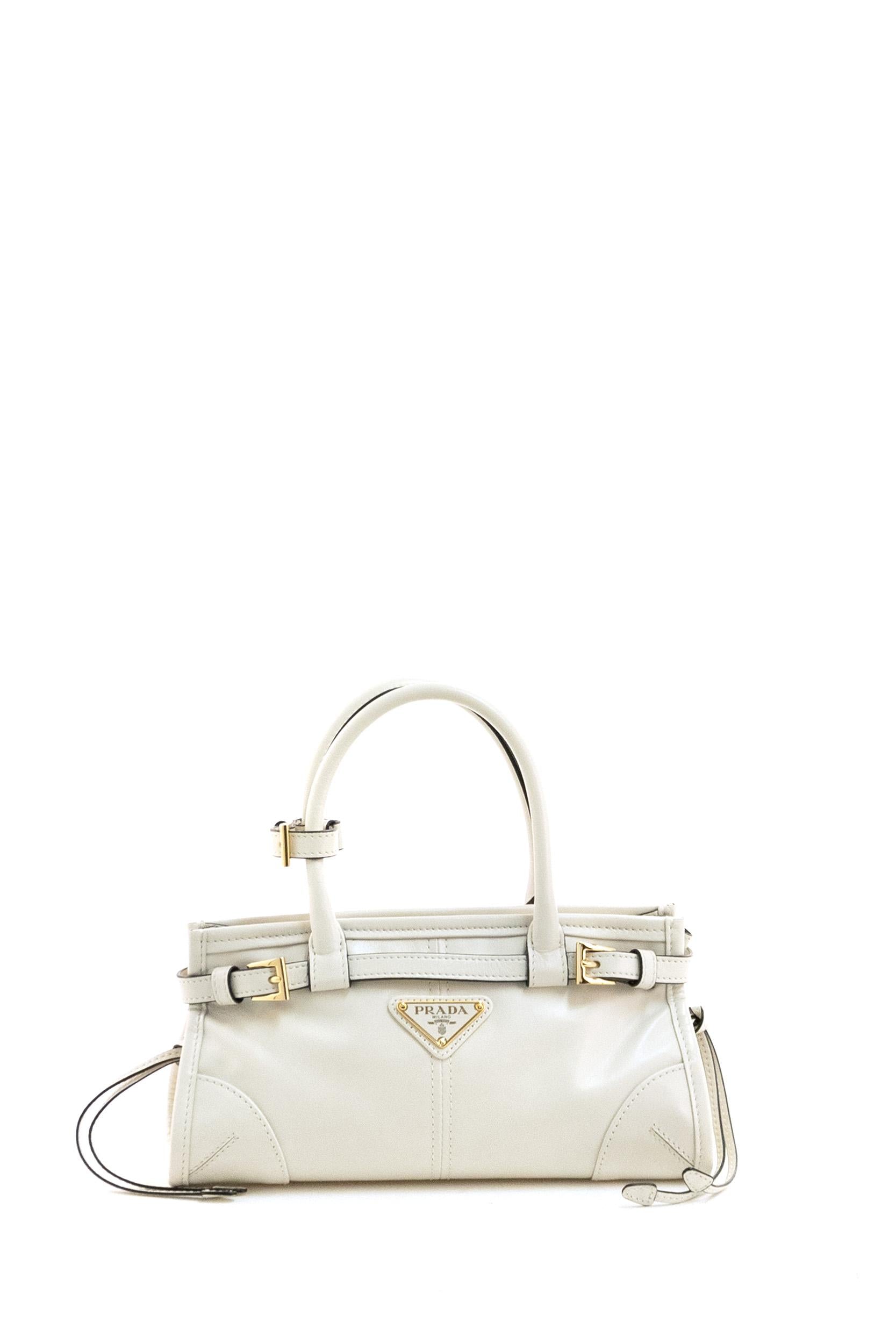 Borsa Prada Bonnie mini in pelle di colore bianco<BR/> 1BA486 2CYR F0PG7 PRADA