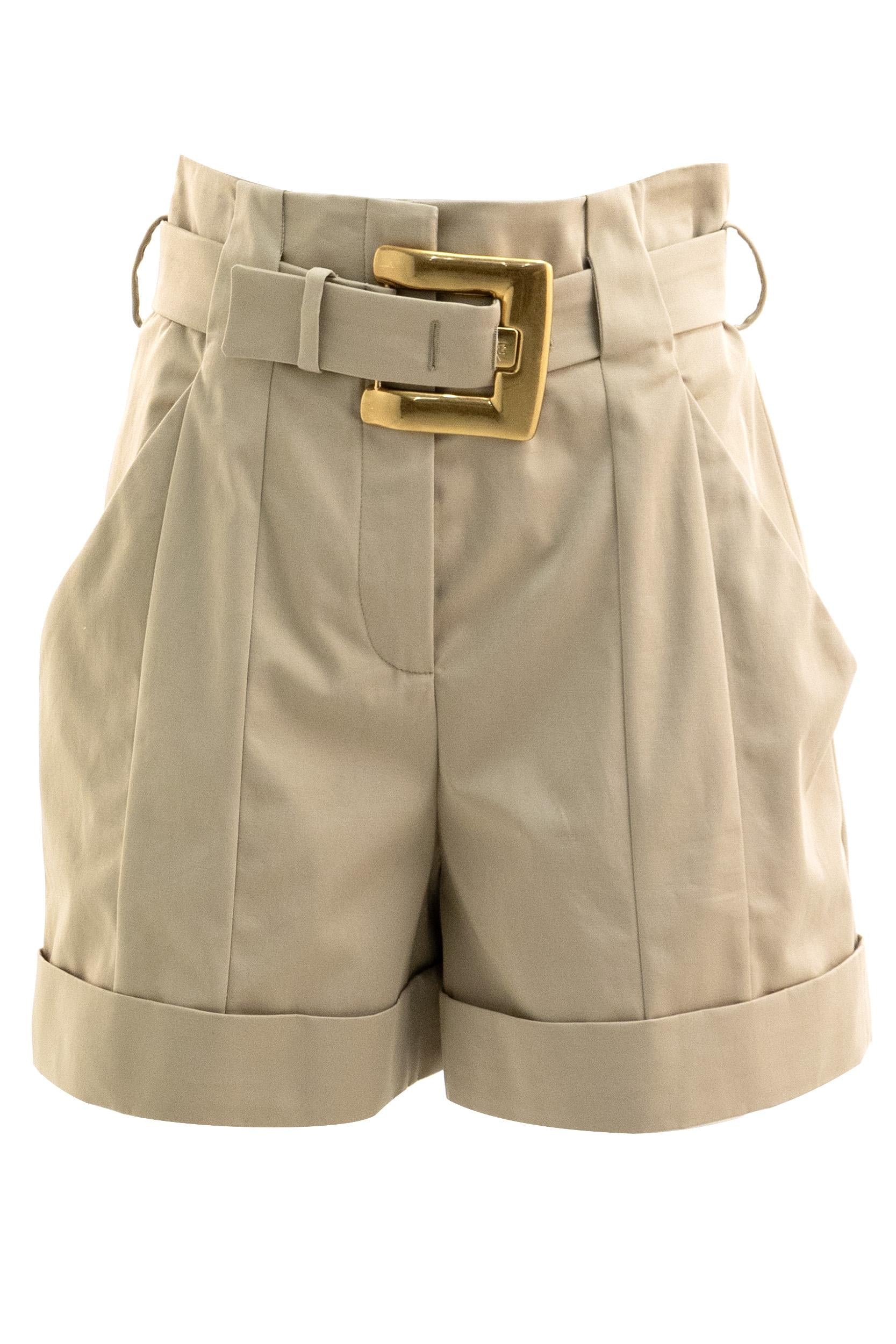 Shorts in grain de poudre di colore beige <BR/> GF1PA375CG43 0AN BALMAIN