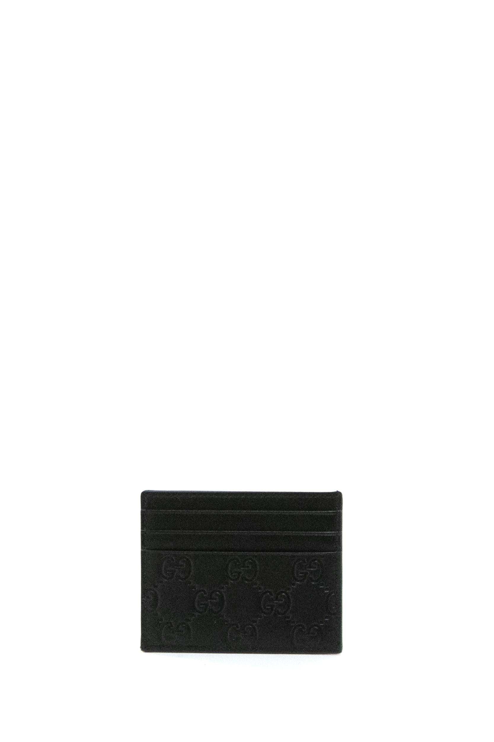 Porta carte Emblem in pelle GG di colore nero<BR/> 850187 AAFDV 1000 GUCCI