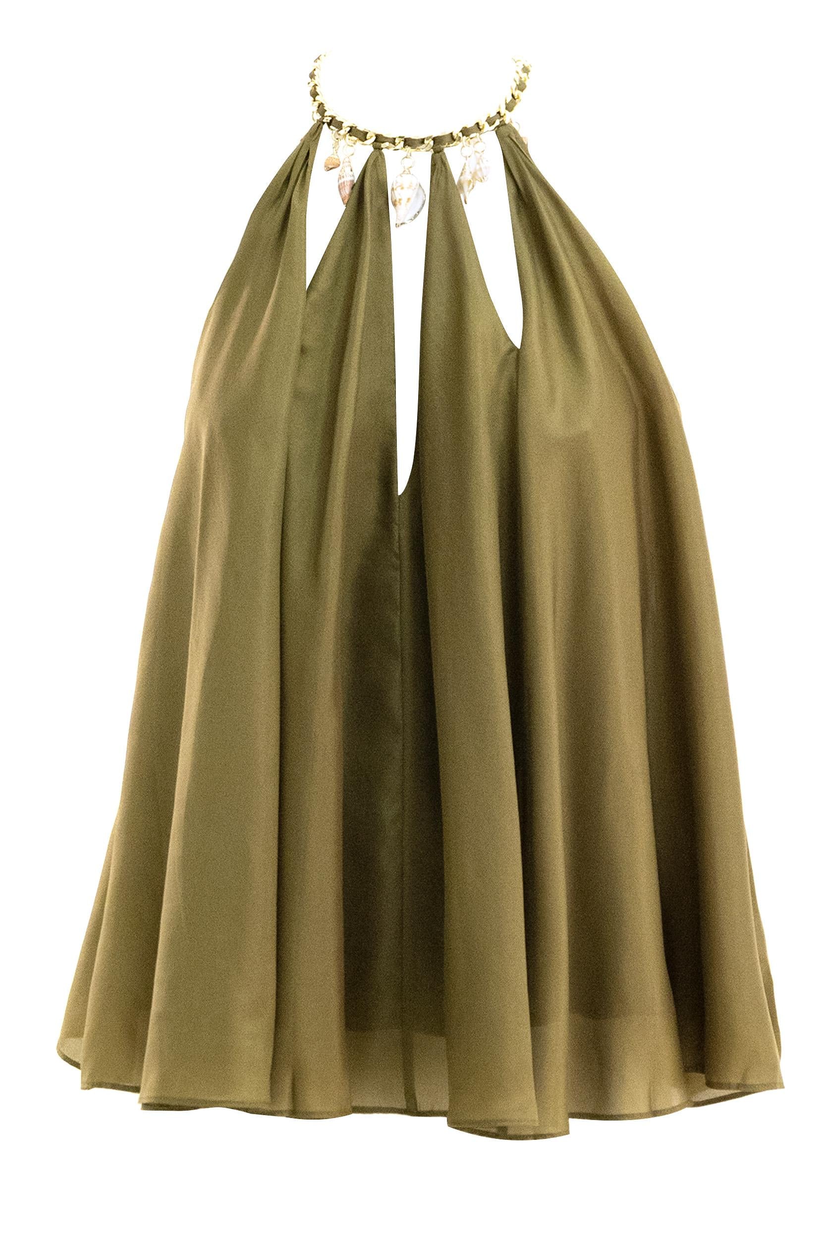 Top in seta di colore verde oliva<BR/> 7597TSS263 OLIVE ZIMMERMANN