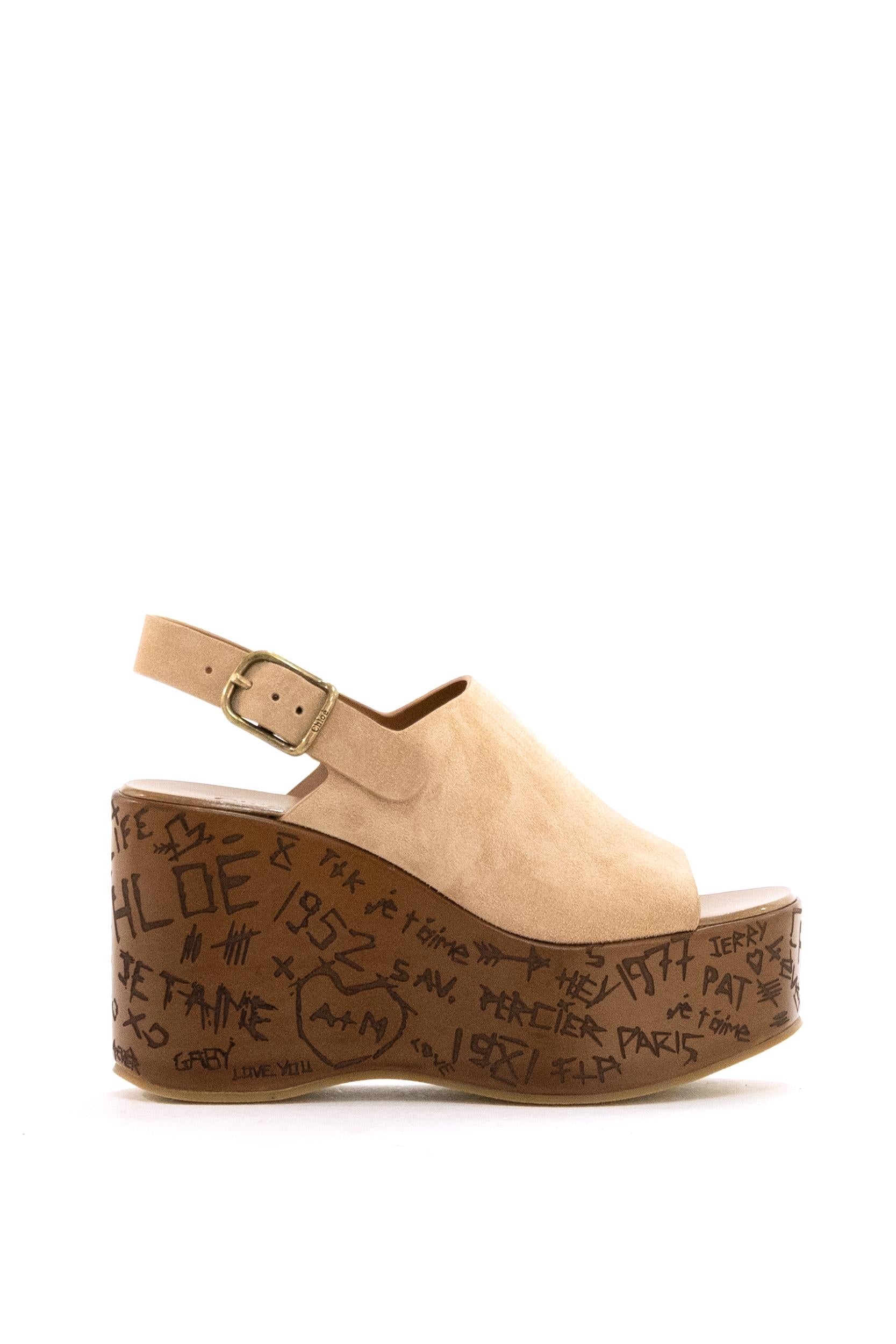 Sandali Maxime in suede color rosa<BR/> 25A10GRY 6C1 CHLOE'