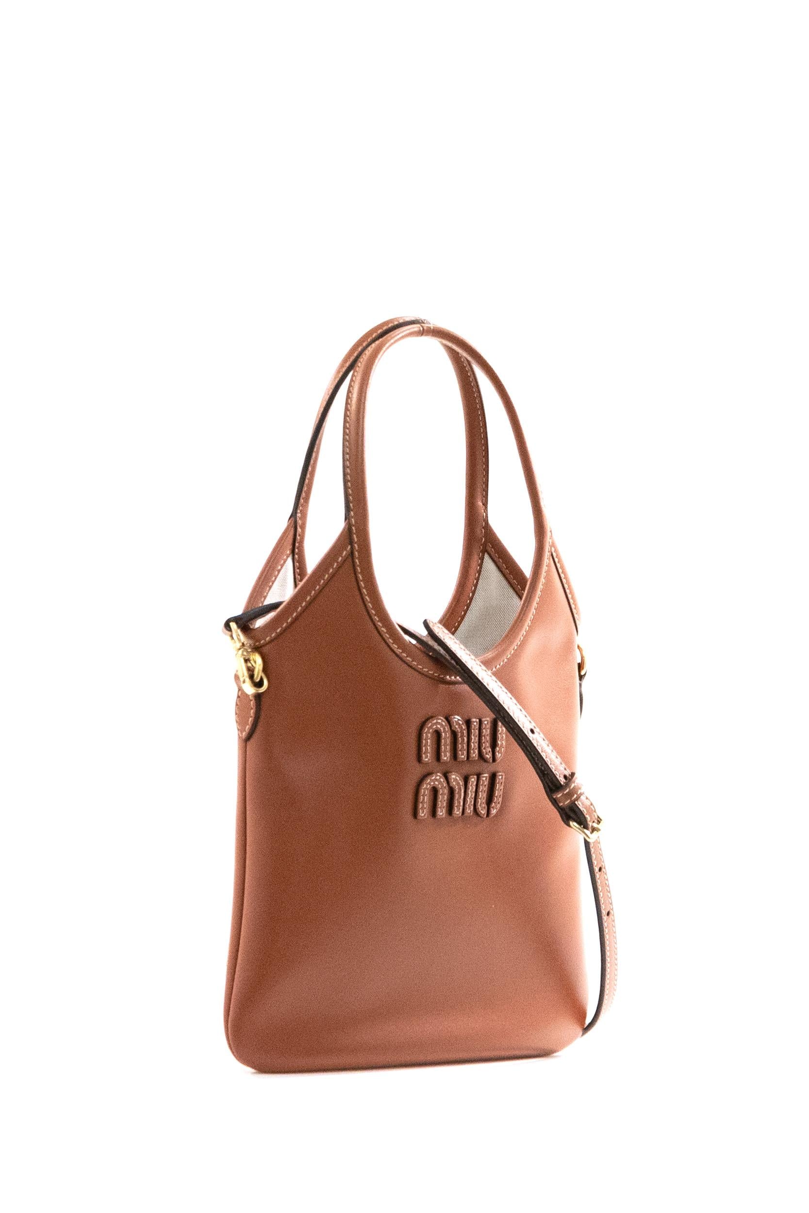 Borsa Ivy in pelle color marrone<BR/><BR/> 5BA281 V OLN 2CRW F0033 MIU MIU