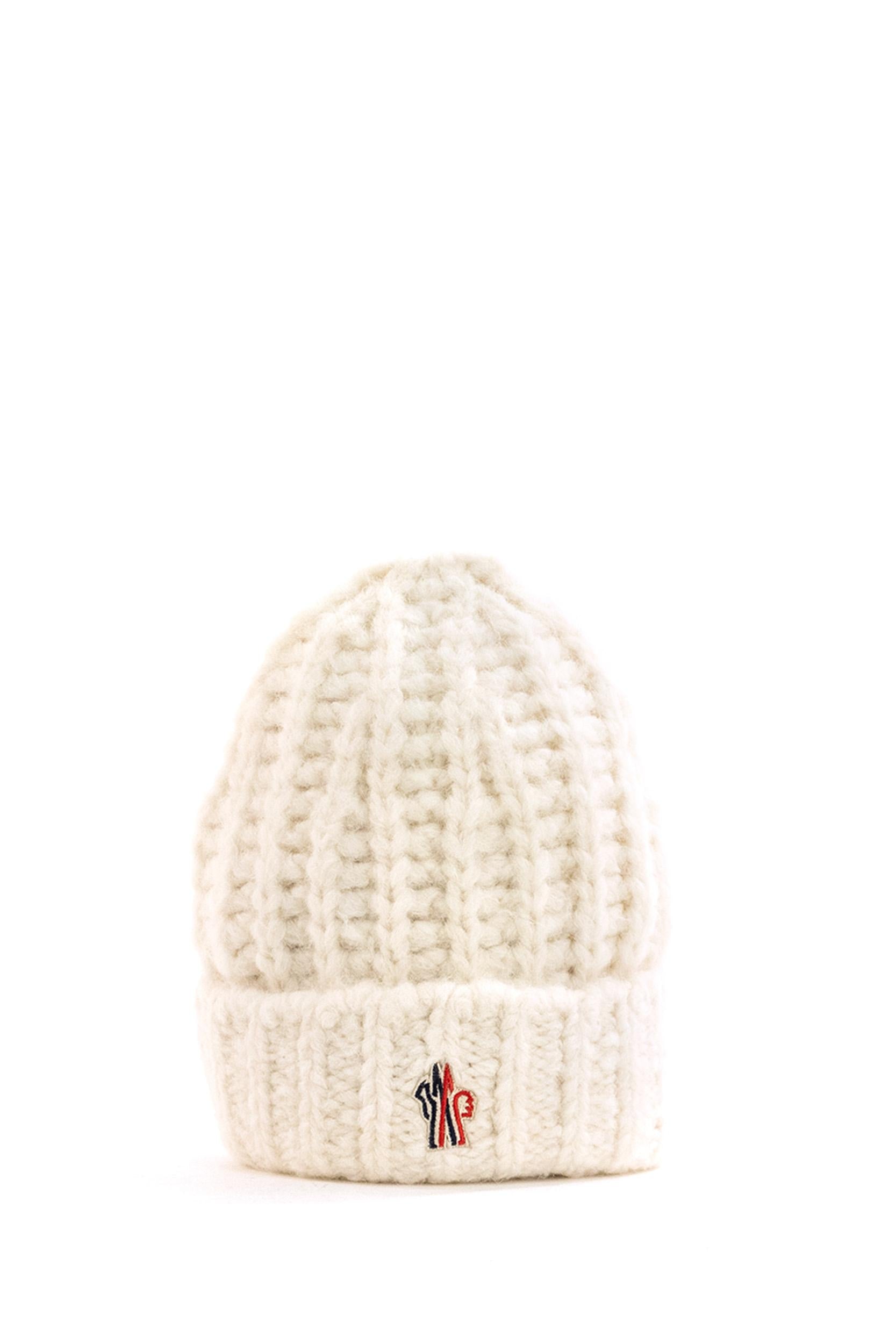Berretto Tricot in lana di colore bianco<BR/> 3B000-01 M5381 04A MONCLER GRENOBLE