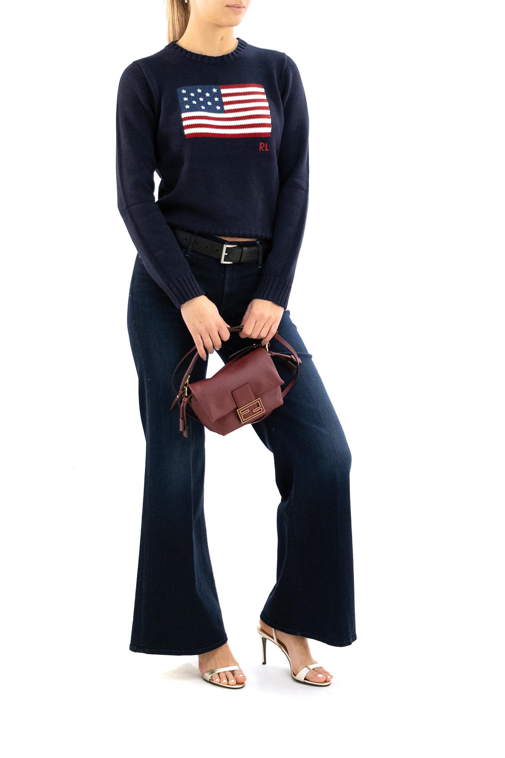 Pullover in cotone di colore blu<BR/> 211896939001 NAVY POLO RALPH LAUREN