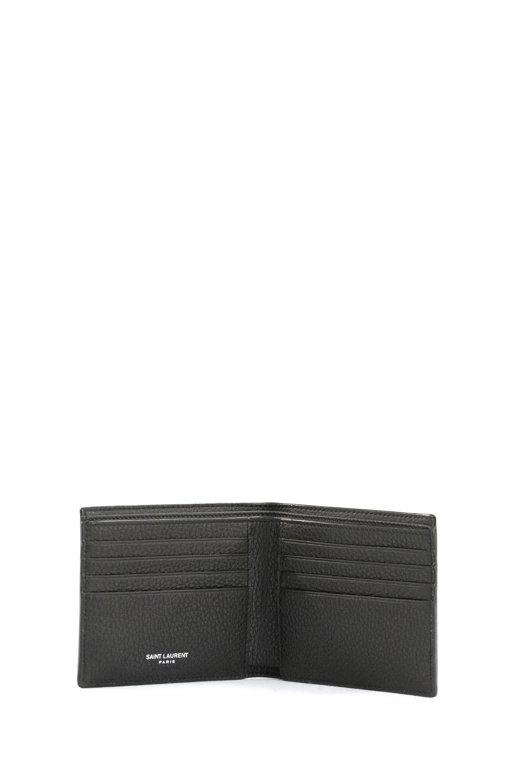 Portafoglio East/West Tiny in pelle martellata di colorenero<BR/> 847954 AAELP 1000 SAINT LAURENT