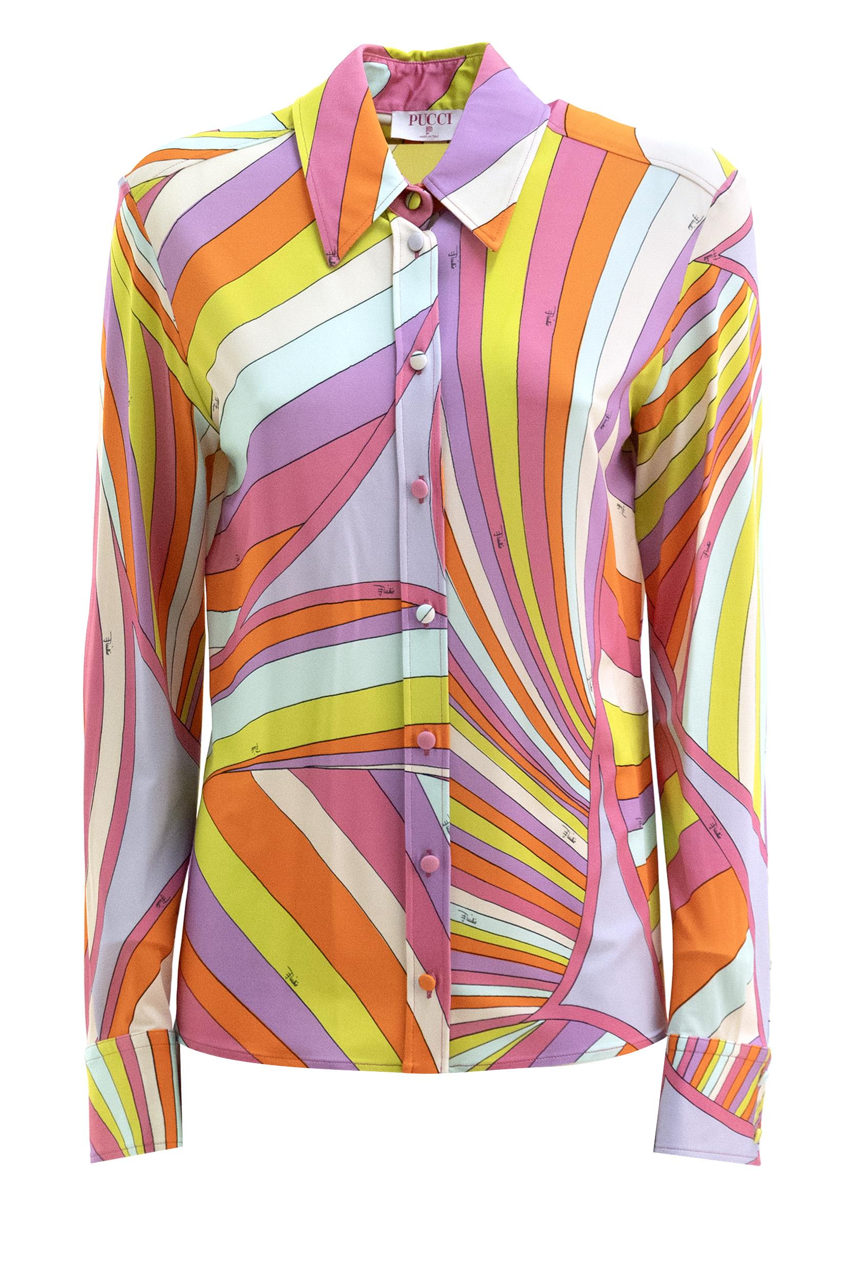 Camicia in viscosa con stampa multicolore<BR/> 6HJJ05 6H757 011 EMILIO PUCCI