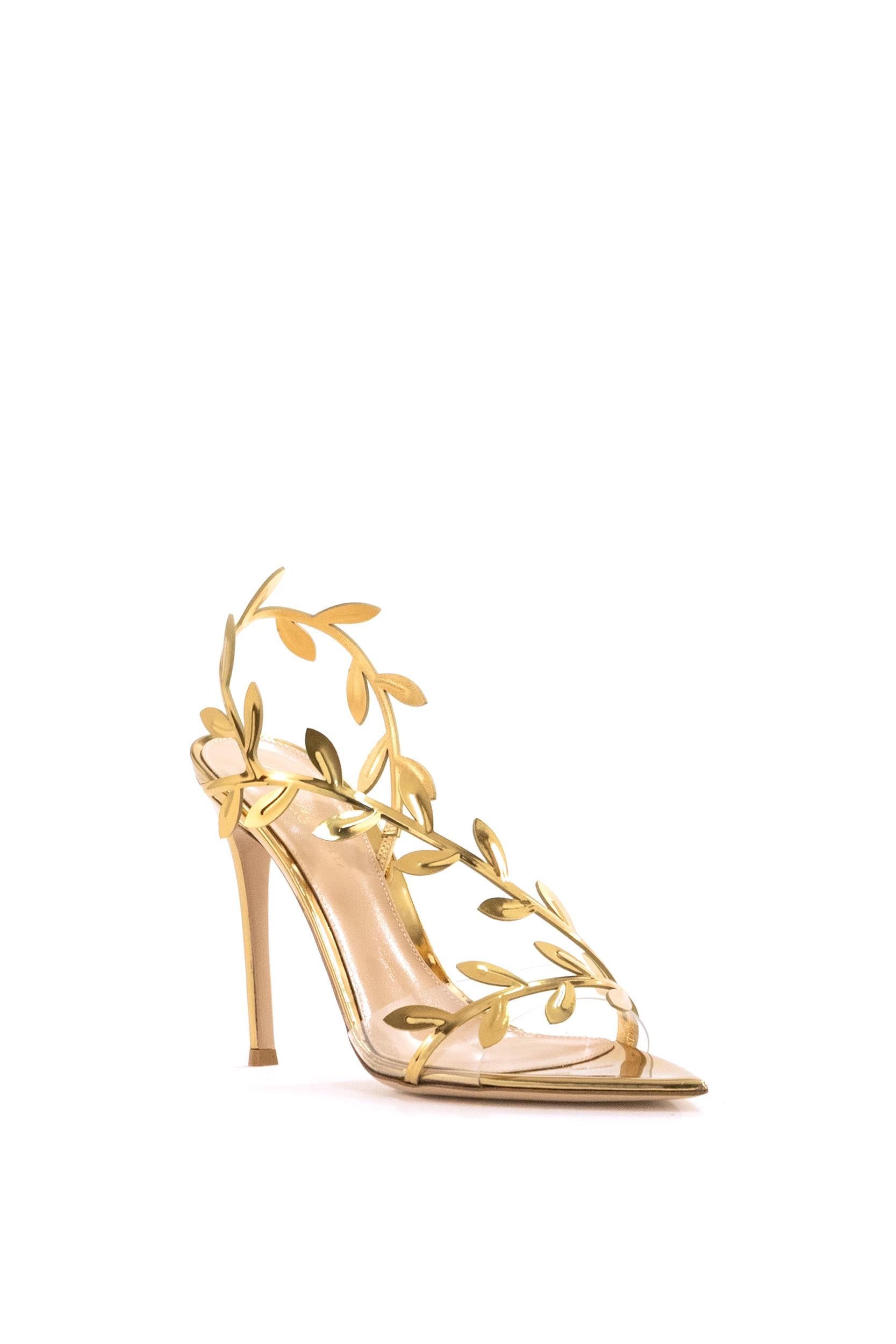 Sandali Flavia in pelle effetto-specchiato color oro<BR/> G32407.15RIC.GMETRME TRASPMEKONG GIANVITO ROSSI