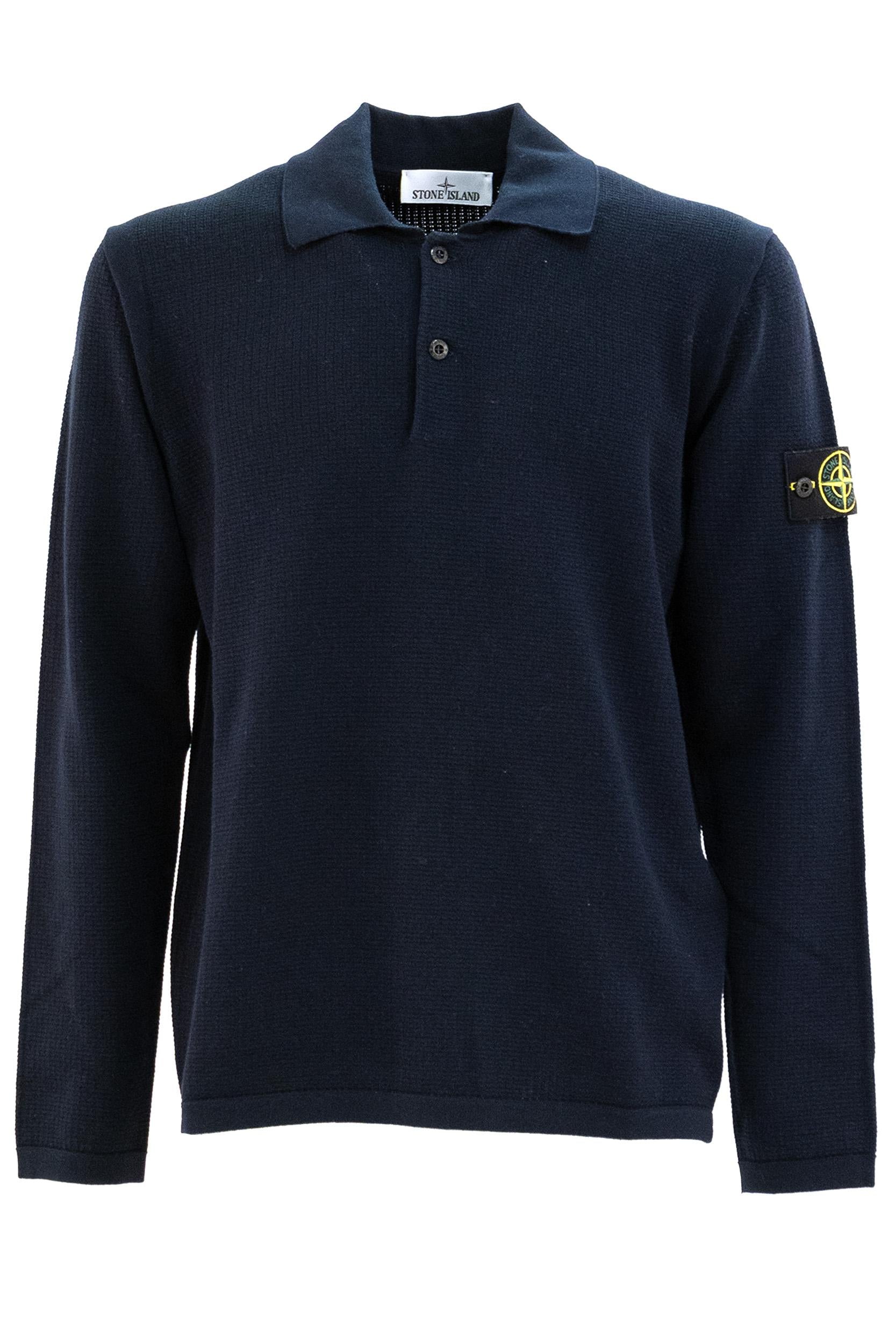 Polo a Maniche Lunghe in Cotone<BR/> L1S155100024 S01B2 V0020 STONE ISLAND