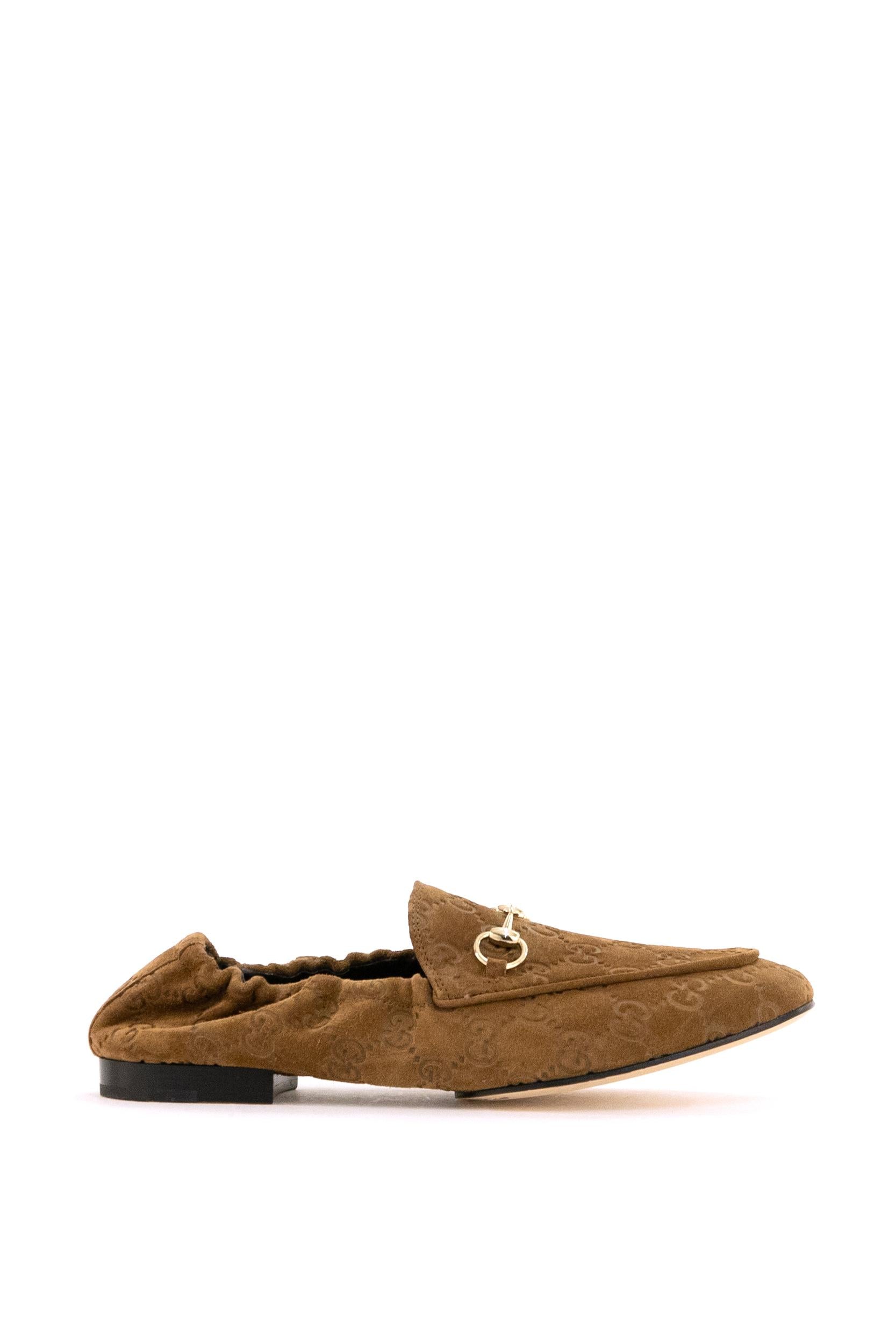 Mocassini Jordaan in suede di colore marrone <BR/> 854414 AADWE 2118 GUCCI