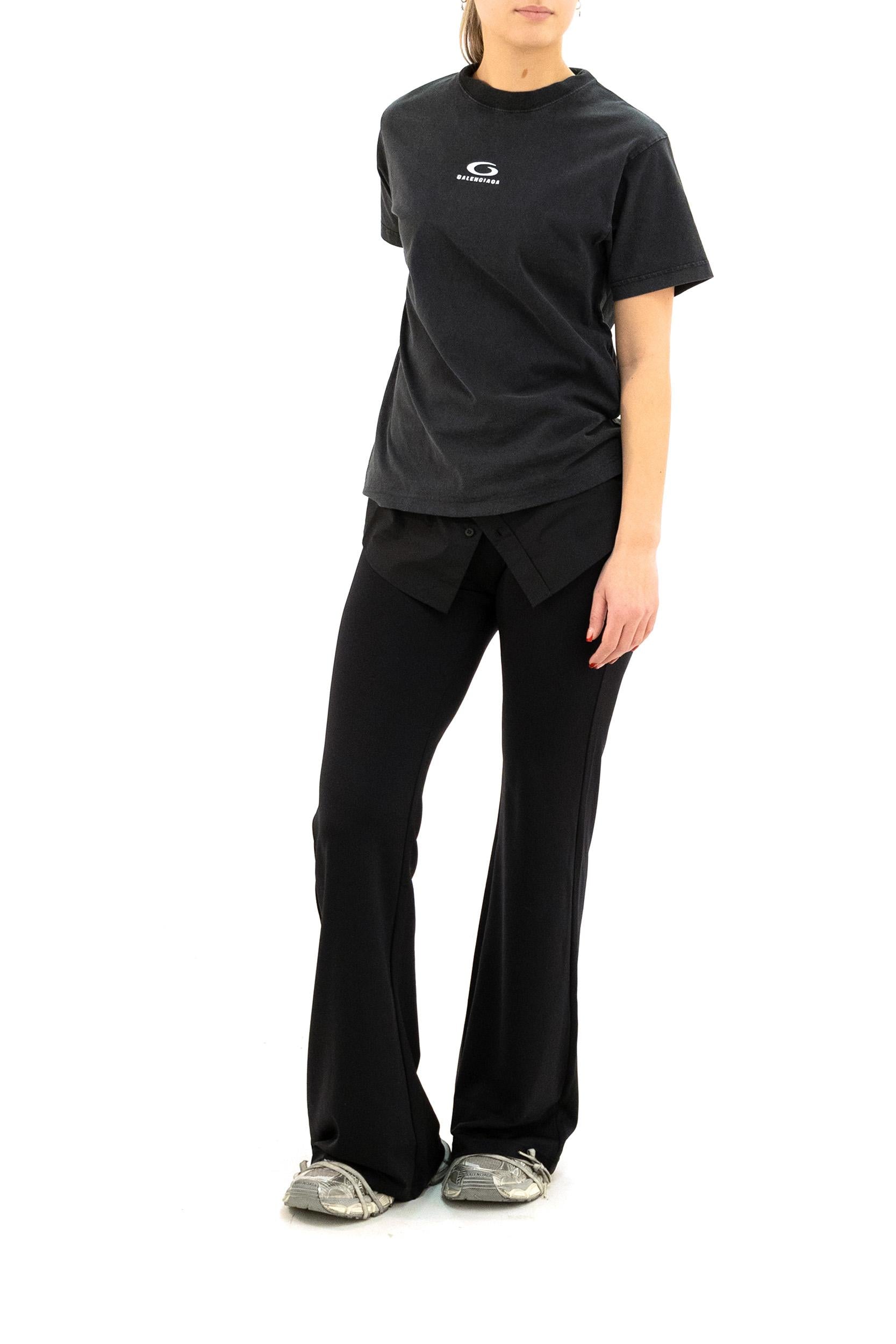 Abito in jersey di cotone di colore nero <BR/> 858621 TTVU2 9374 BALENCIAGA