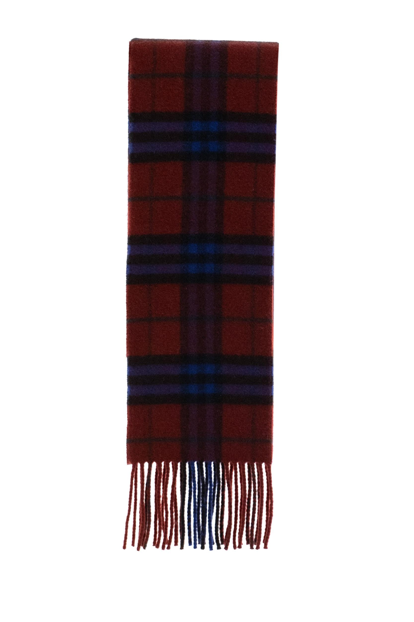 Sciarpa in cashmere Check color rosso e blu<BR/> 8113374 SASH RED BURBERRY