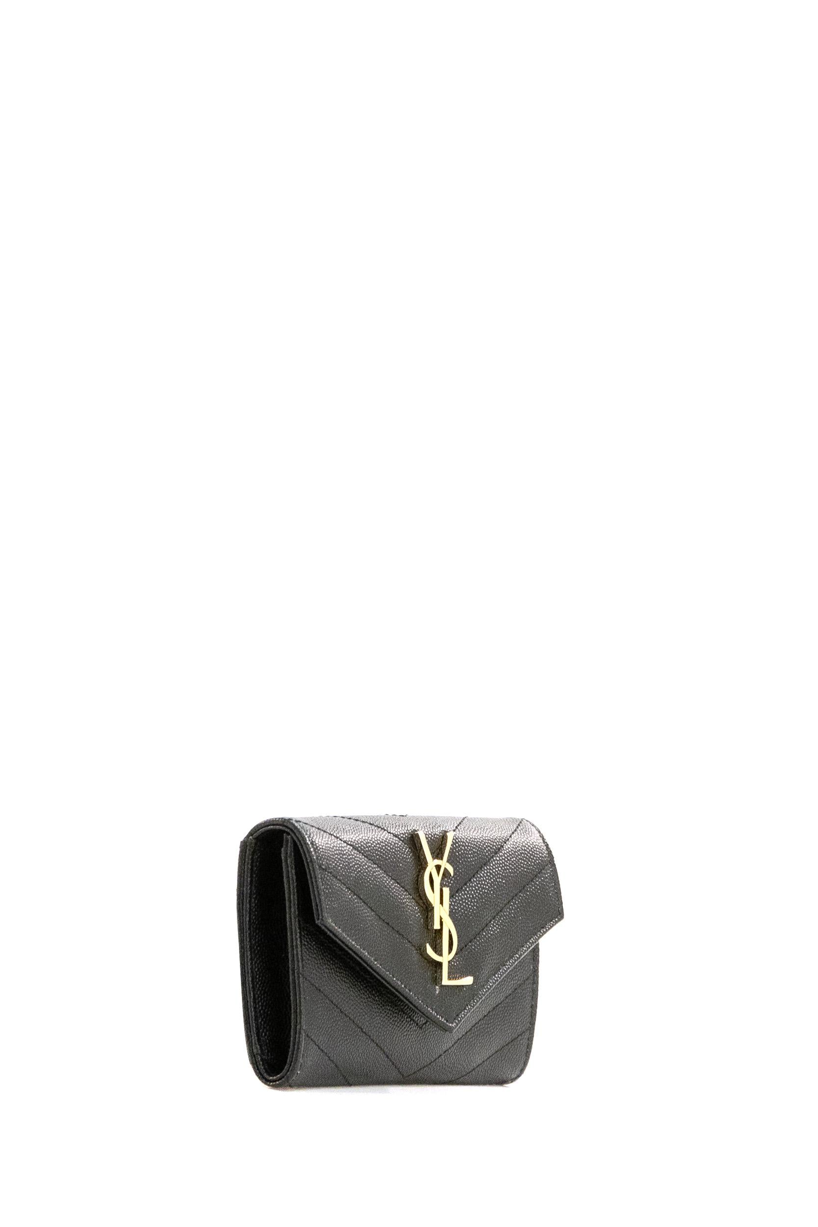 Portafogli Envelope in Pelle Grain de Poudre colore nero<BR/> 414404 BOW01 1000 SAINT LAURENT