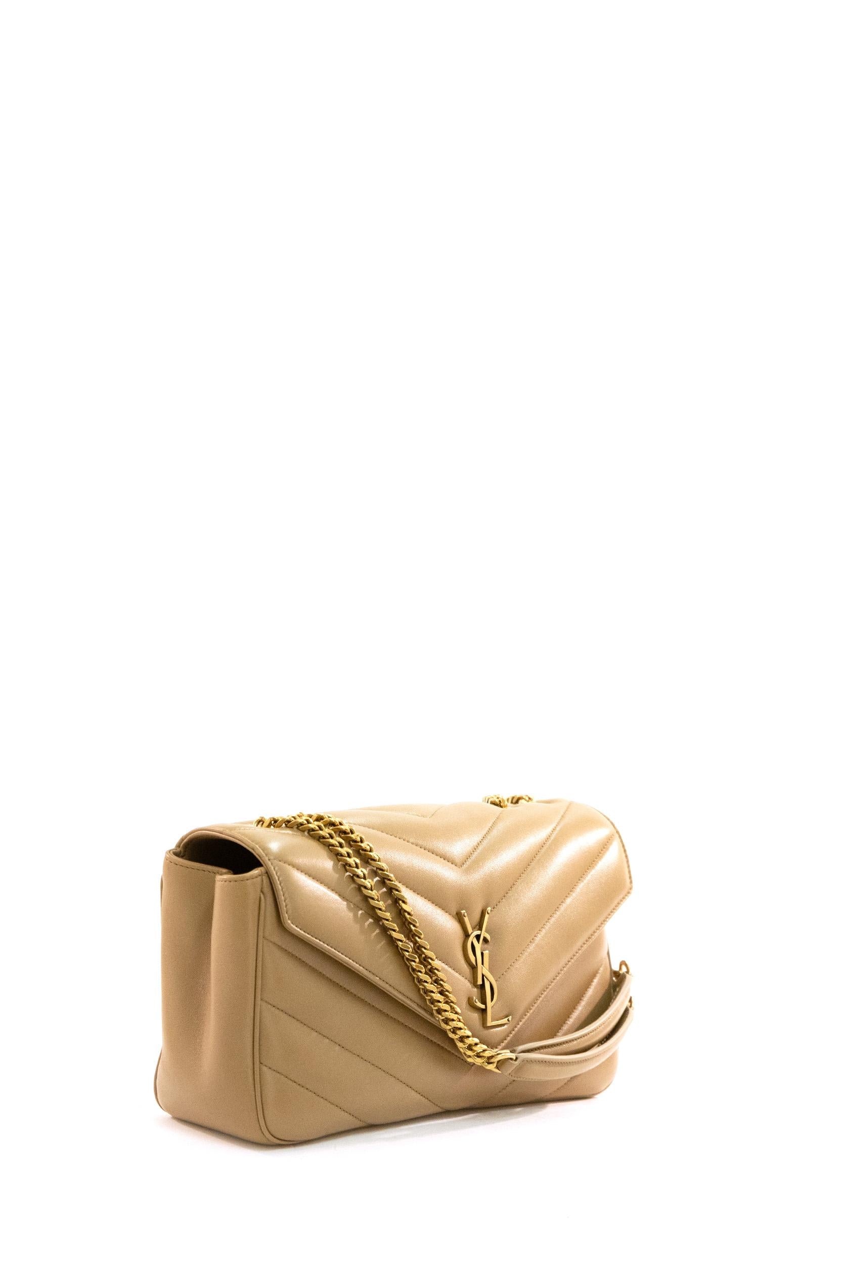 Borsa Loulou Media in nappa colore beige 801439 AAEAX 2357 SAINT LAURENT