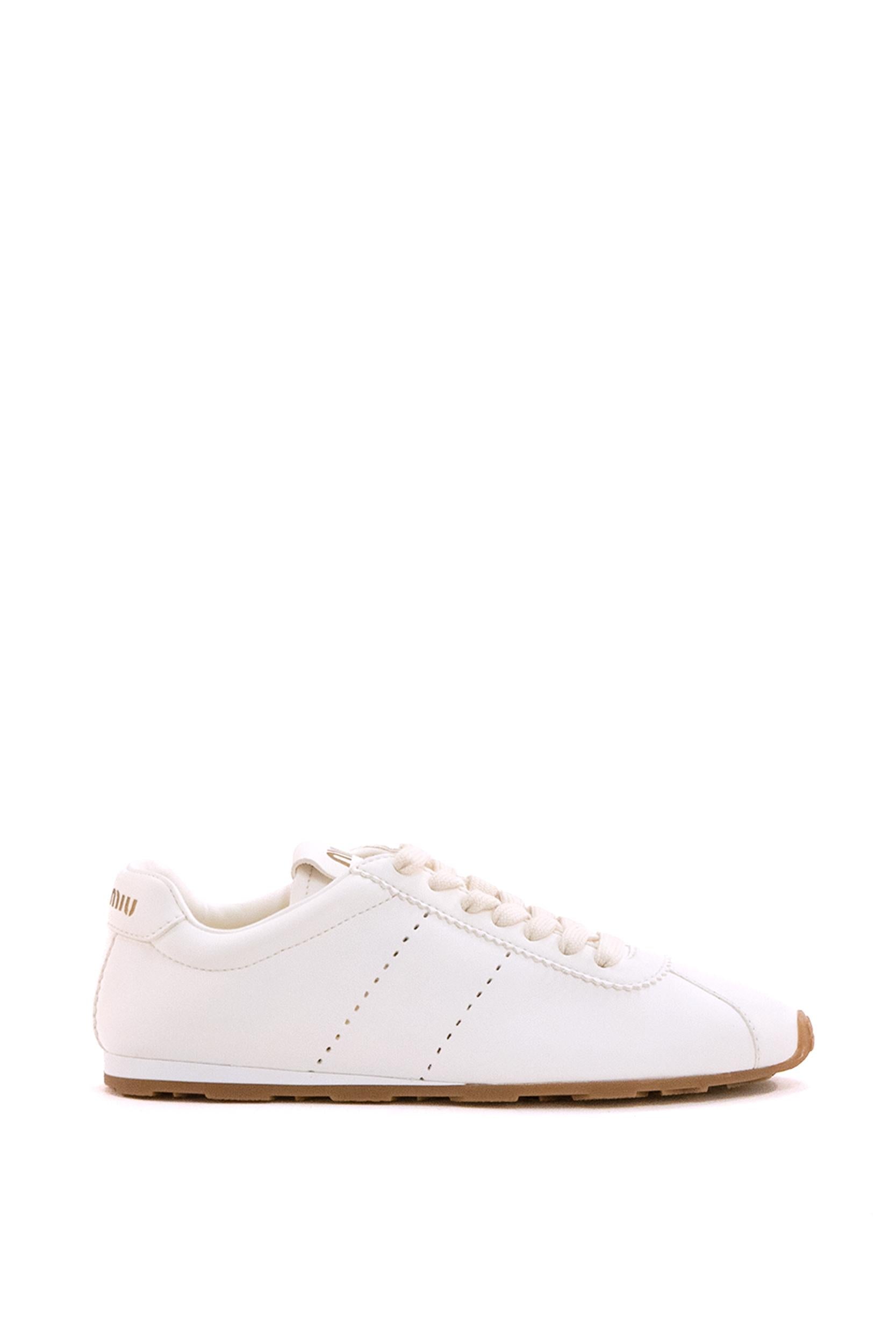 Sneakers Plume in nappa color avorio<BR/> 5E114E F 005 038 F0304 MIU MIU