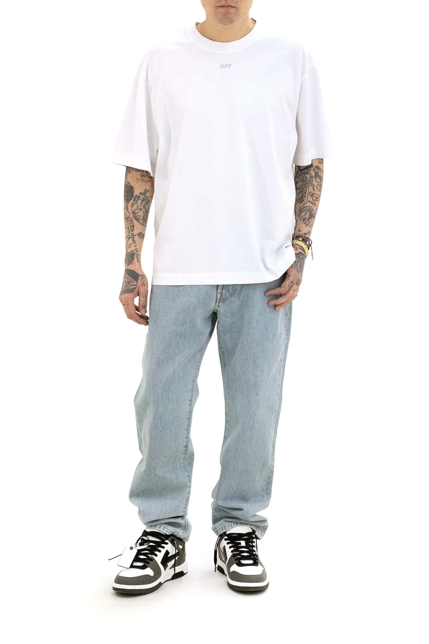 T-shirt in cotone di colore bianco<BR/> 44MAA120S26J00Y100 WHITE OFF WHITE