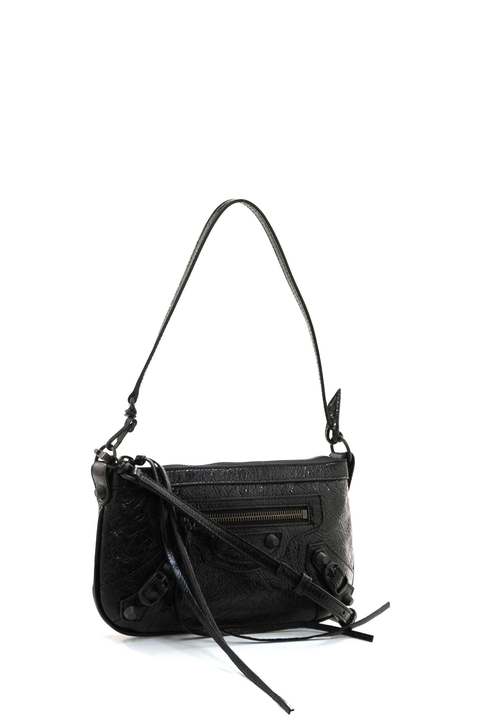 Pouch Le City On Strap in Pelle dAgnello<BR/> 863960 2ABEK 1000 BALENCIAGA