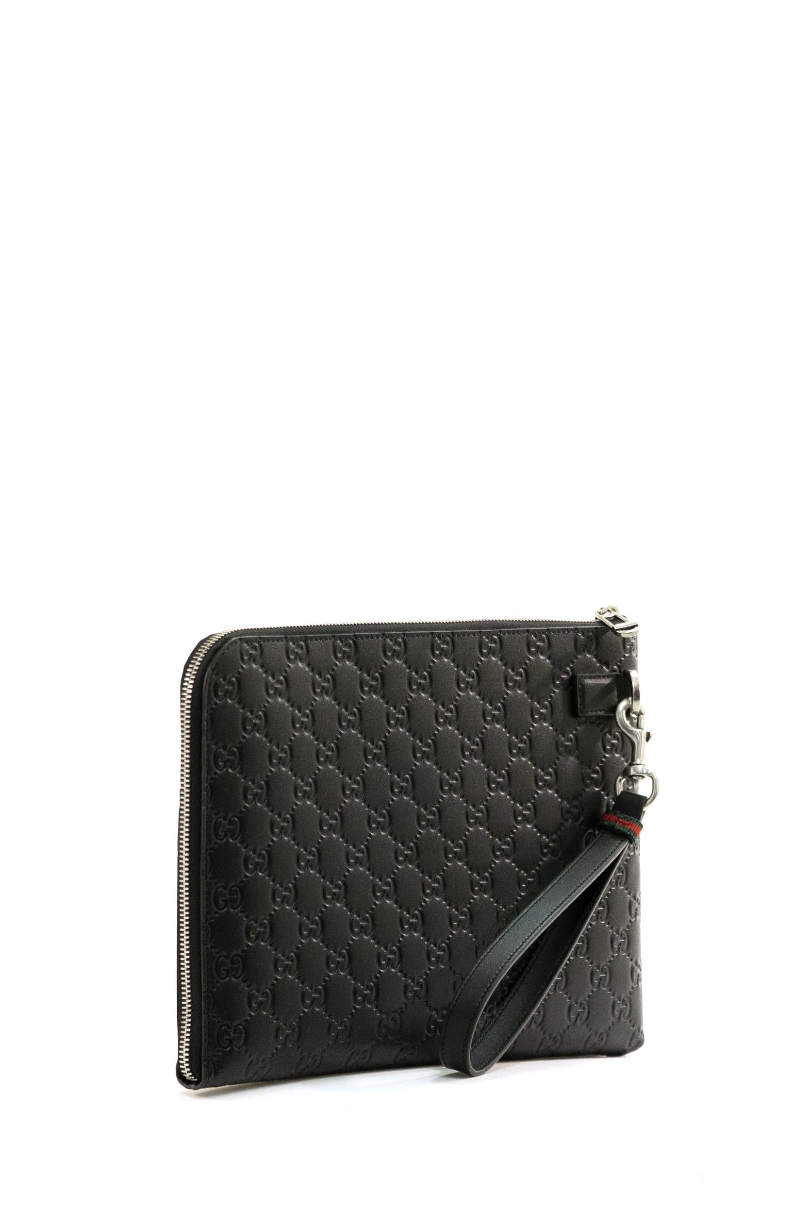 Pouch GG Emblem in Pelle<BR/> 850223 AAFOK 1053 GUCCI