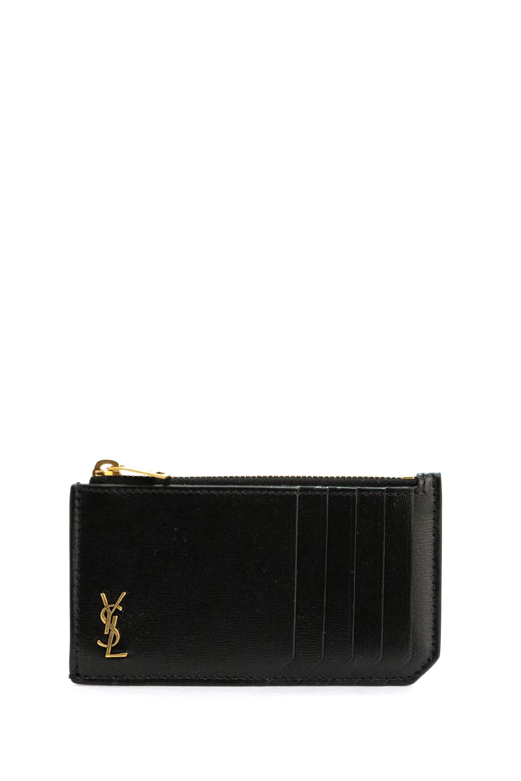 Saint Laurent porta carte Tiny Cassandre in pelle liscia 629899 02G0W 1000 SAINT LAURENT