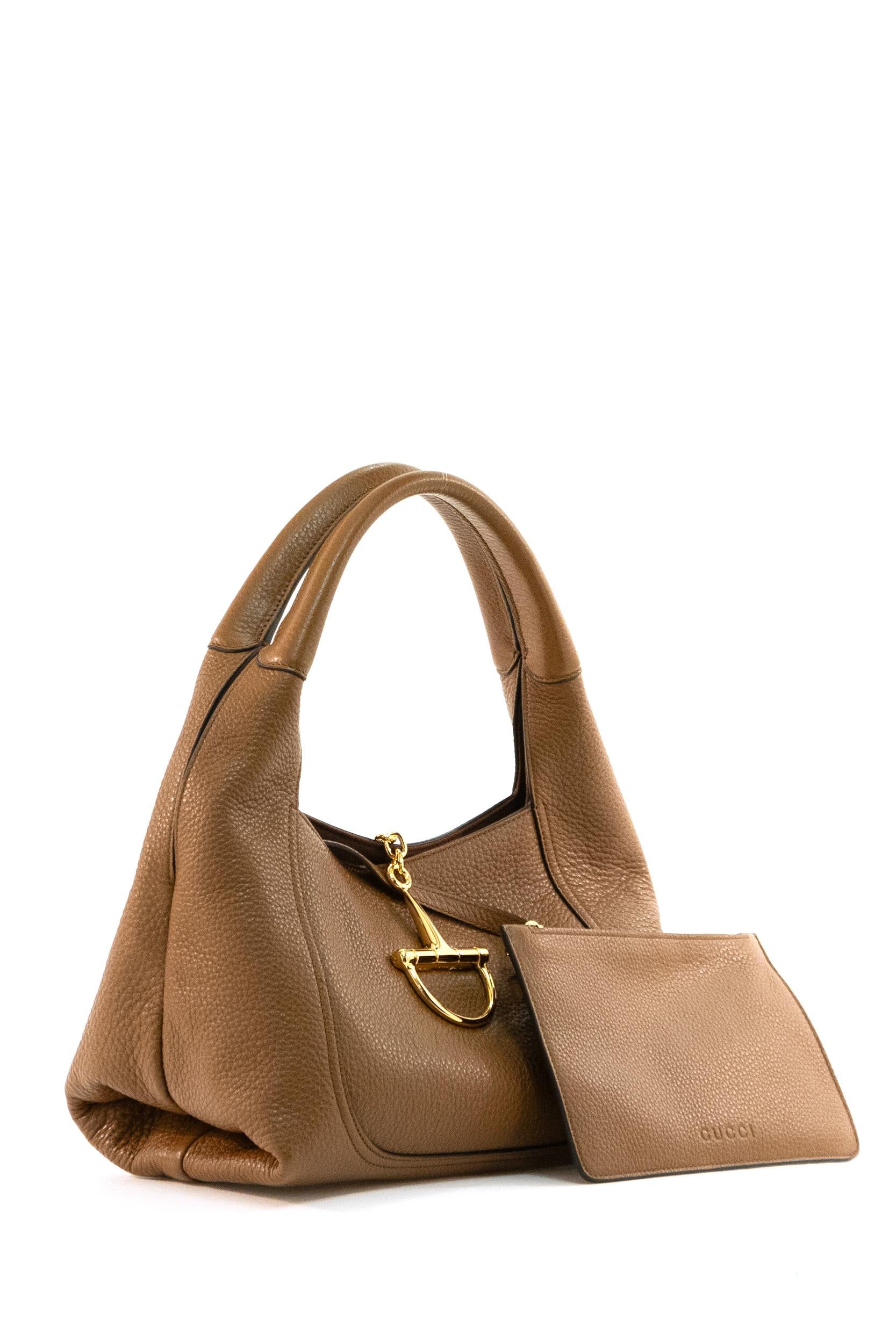 Borsa a spalla Gucci Softbit in pelle martellata di colore cammello<BR/> 858297 AAEAO 2718 GUCCI