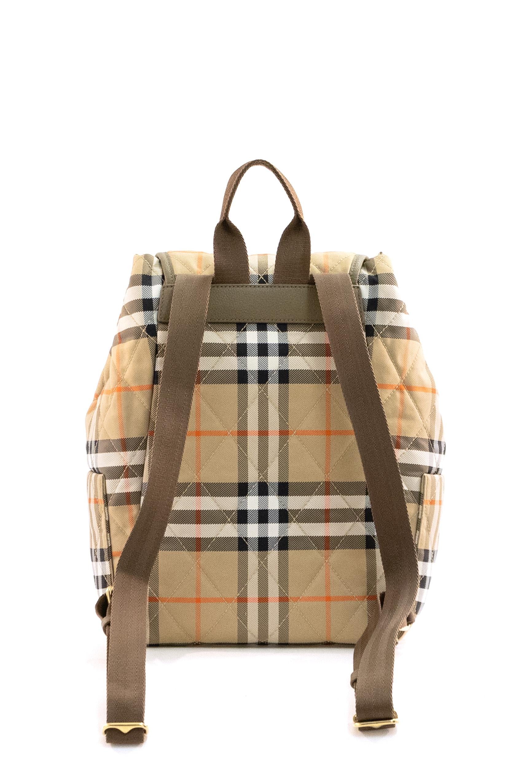 Zaino Horseshoe in nylon trapuntato Burberry Check<BR/> 8115396 SAND BURBERRY