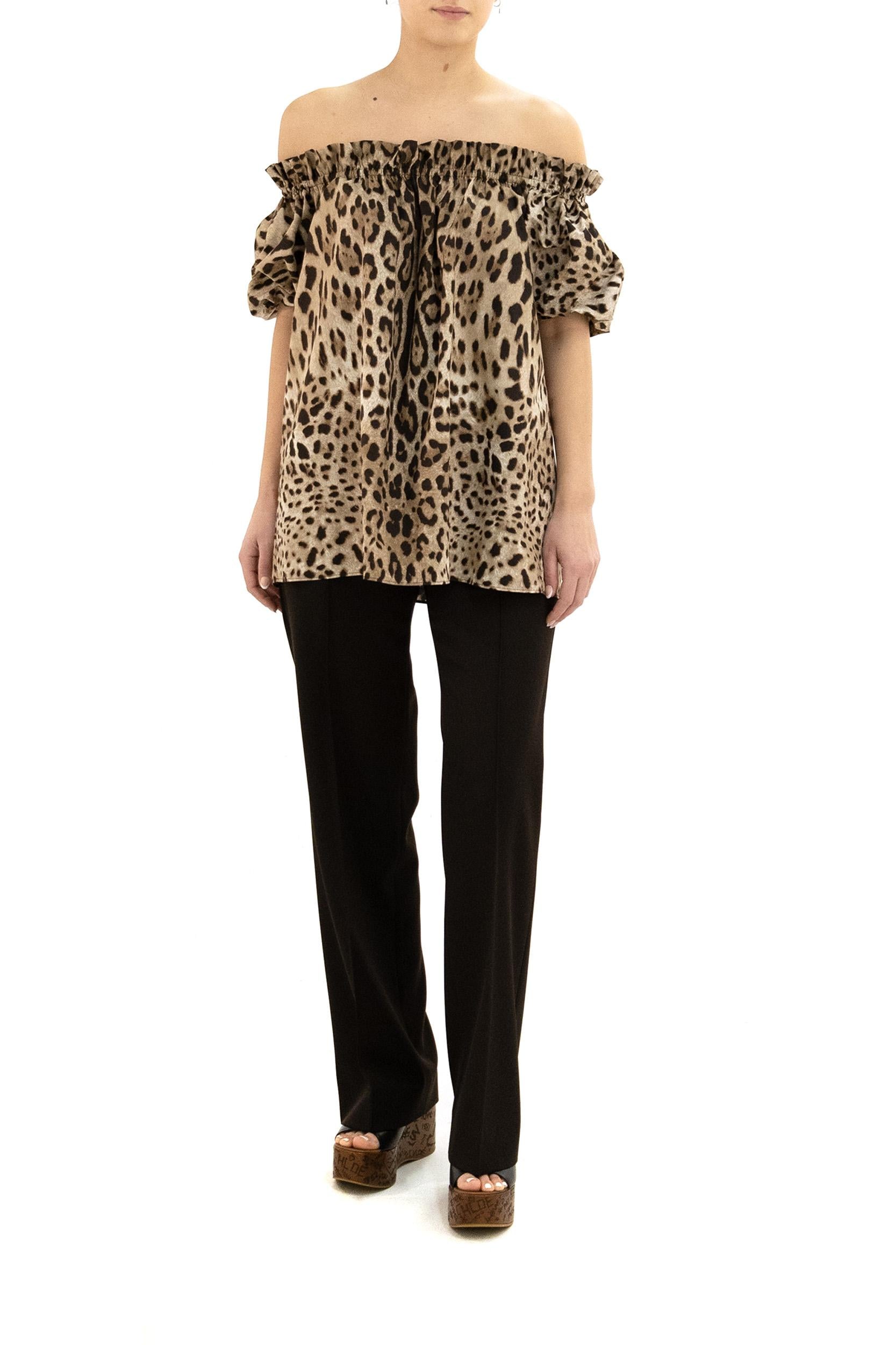 Top in Popeline Stampa Leopardo<BR/> F71J7T HS5E3 HY13M DOLCE & GABBANA