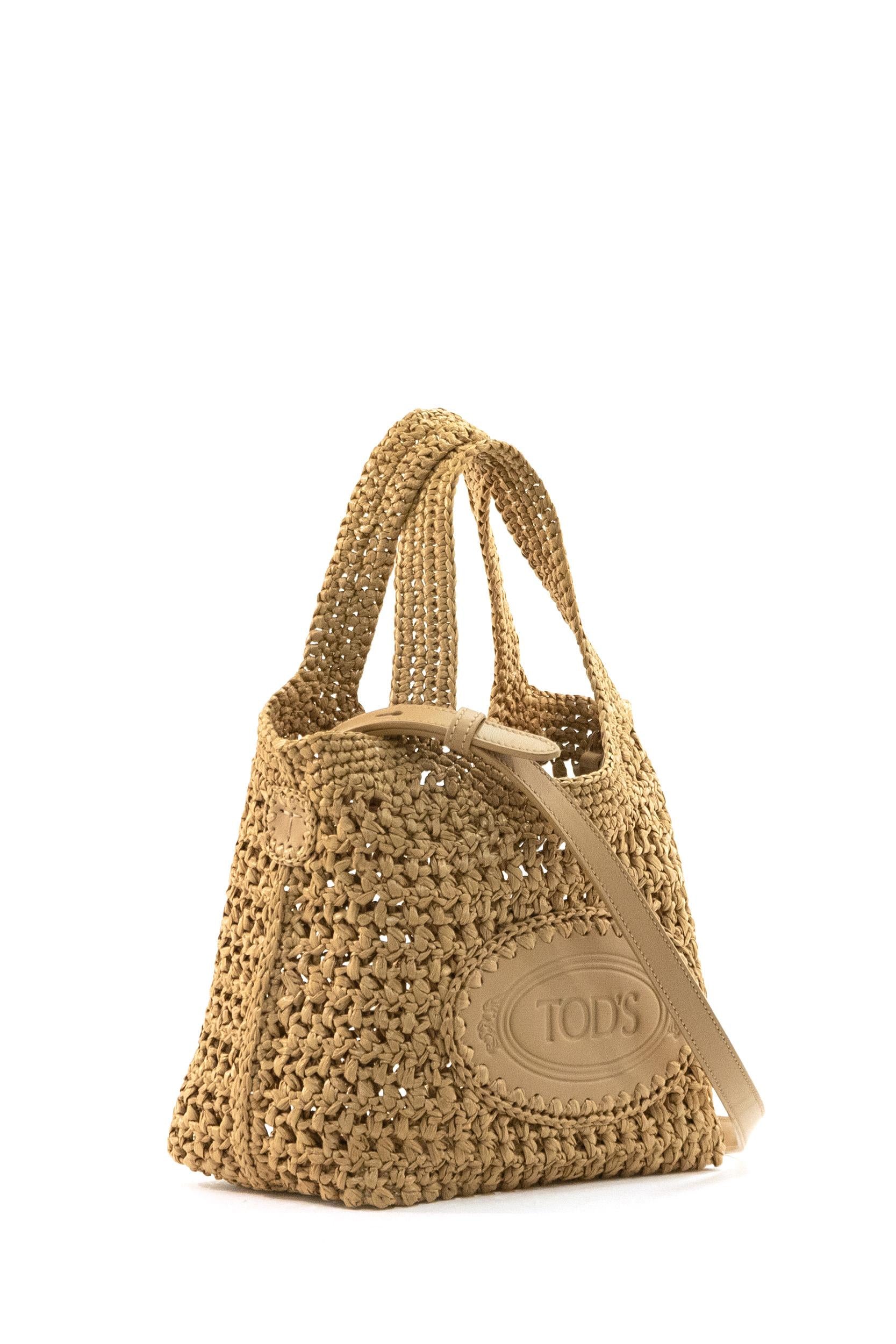 Borsa Shopping Mini in Rafia e Pelle<BR/> XBWEBLF0100RGM 478Y TOD'S