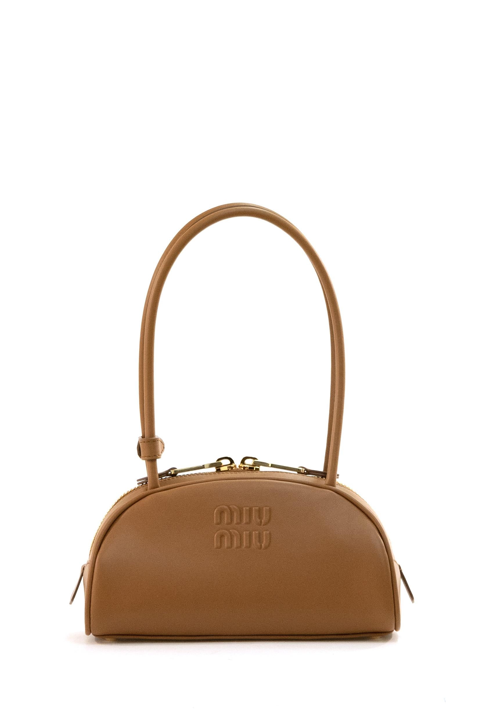 Borsa Beau in Pelle colore cammello<BR/> 5BB192 2CRW F0046 MIU MIU